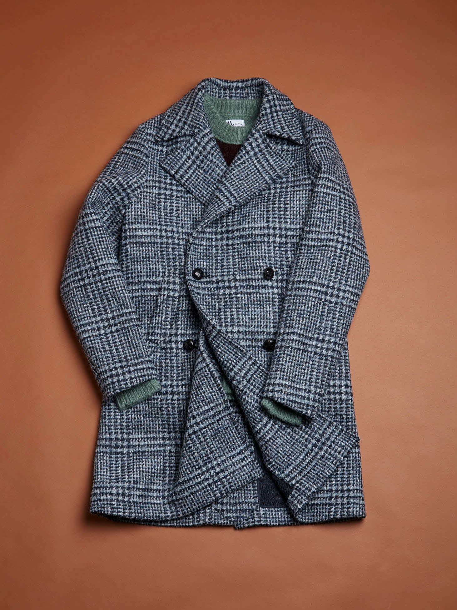 Shop Doppiaa Aalbany Double Breasted Checked Coat