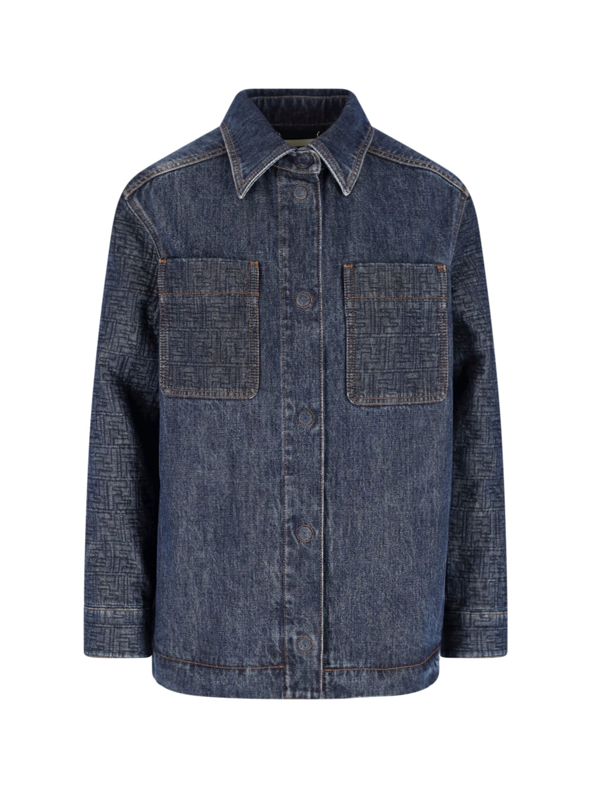 Fendi Ff Denim Jacket In Blue