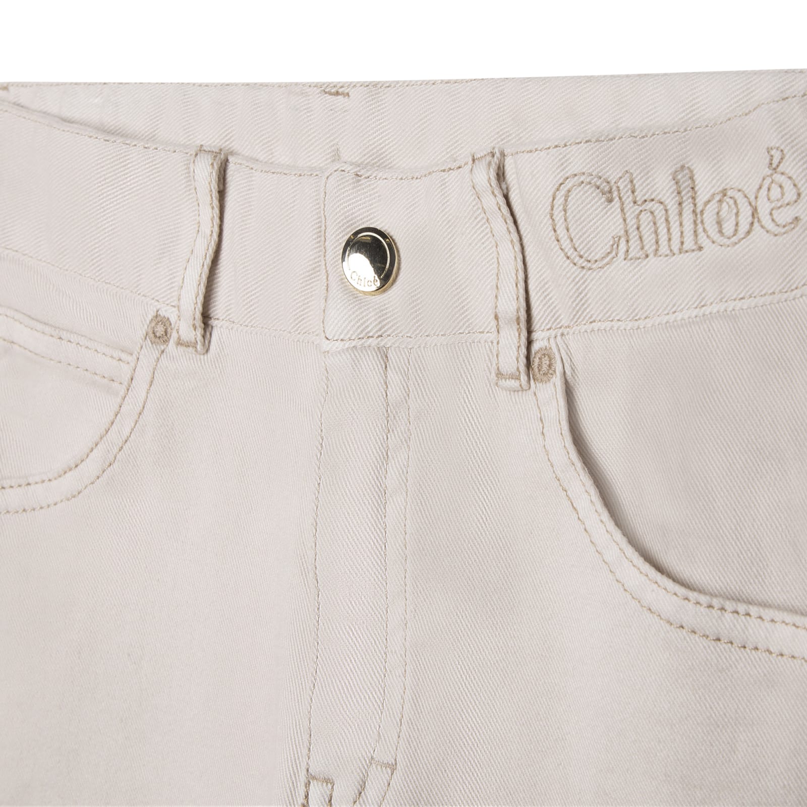 Shop Chloé Straight Jeans With Embroidery In Begie