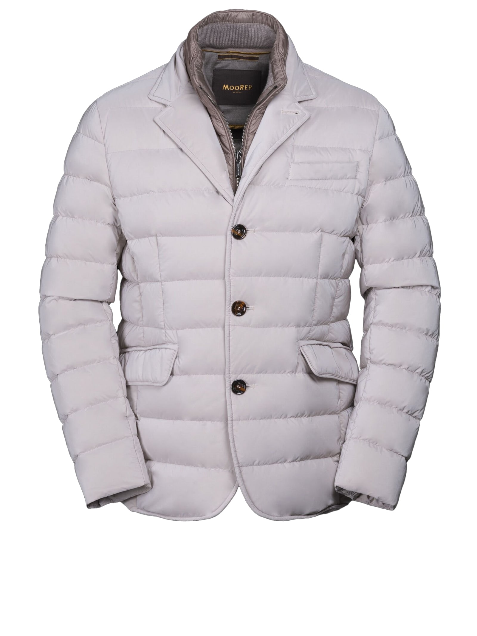 Moorer Mens Quilted Straight Line Down Jacket In White