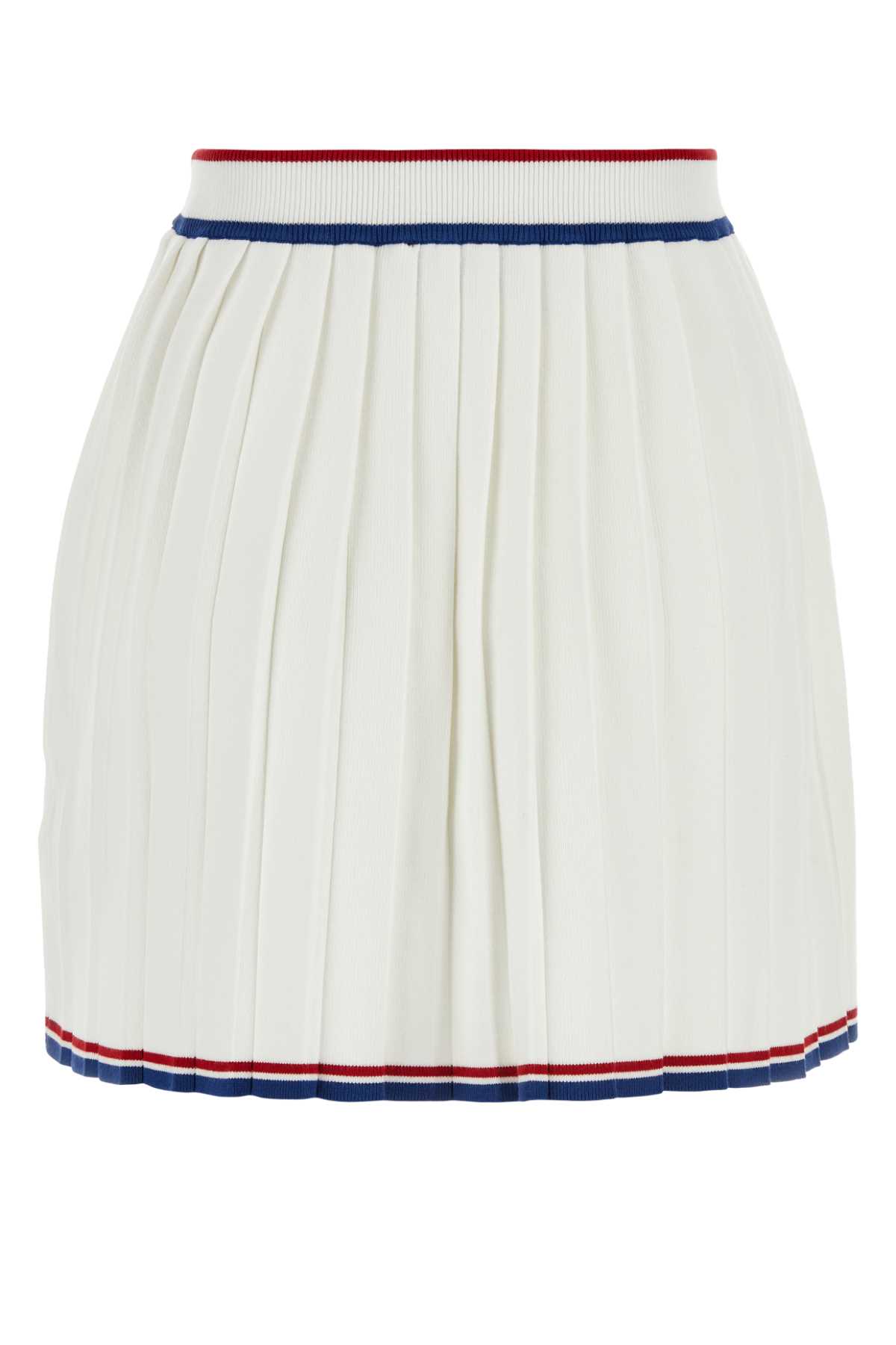 Gcds White Viscose Blend Mini Skirt In Offwhite