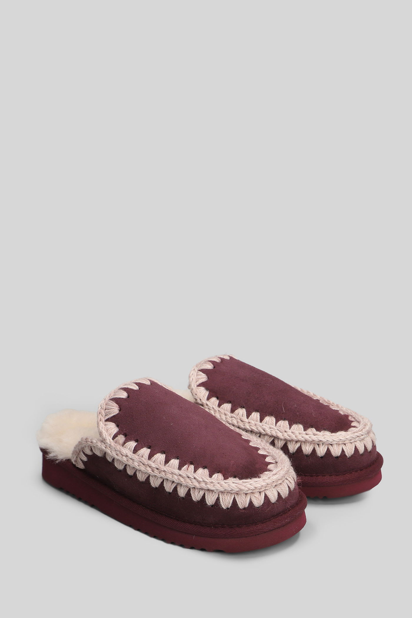 Mou Eskimo Slipper Slipper-mule In Bordeaux Suede In Burgundy