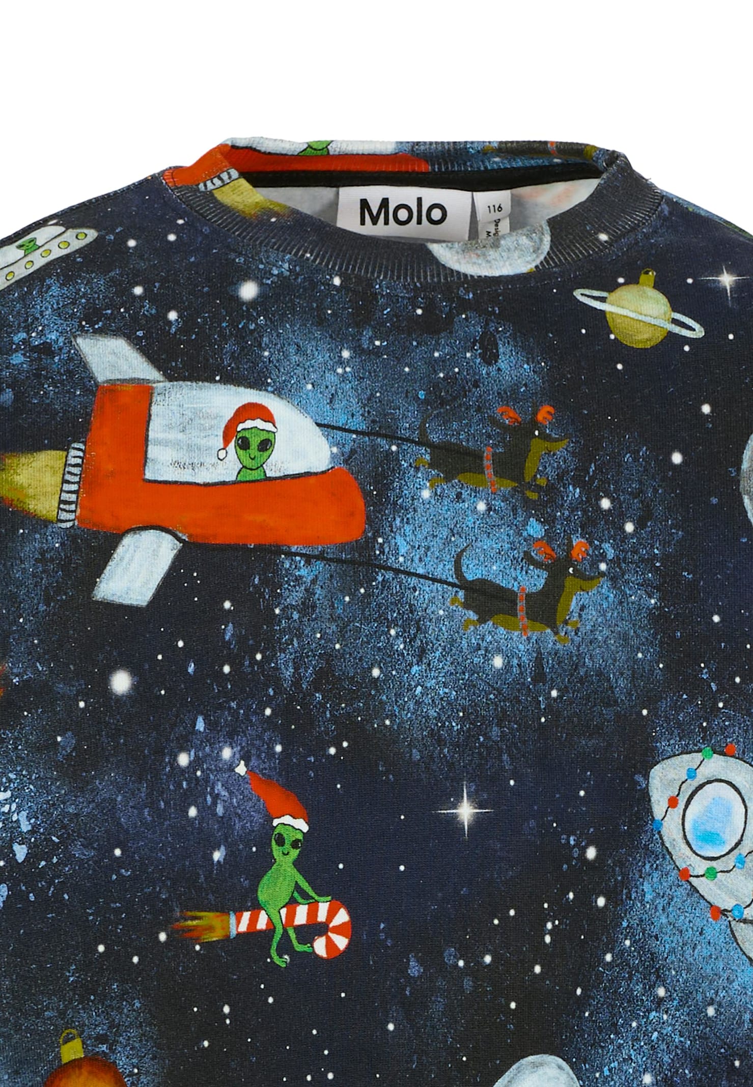 Molo Blue Sweatshirt For Boy With Alien In Multi
