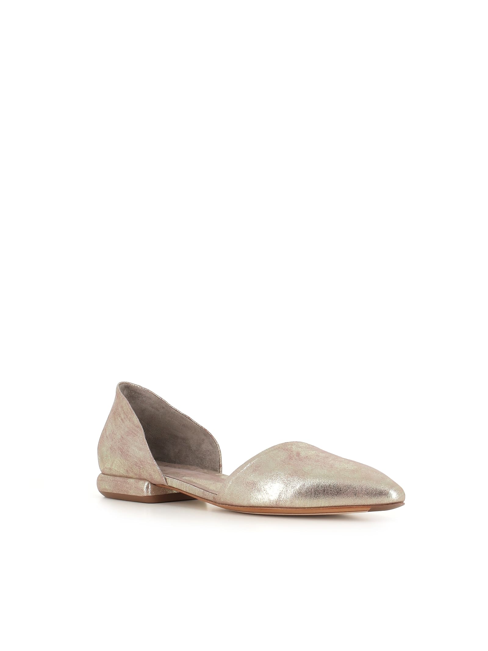 Officine Creative Leather Ballet Flats In Platinum