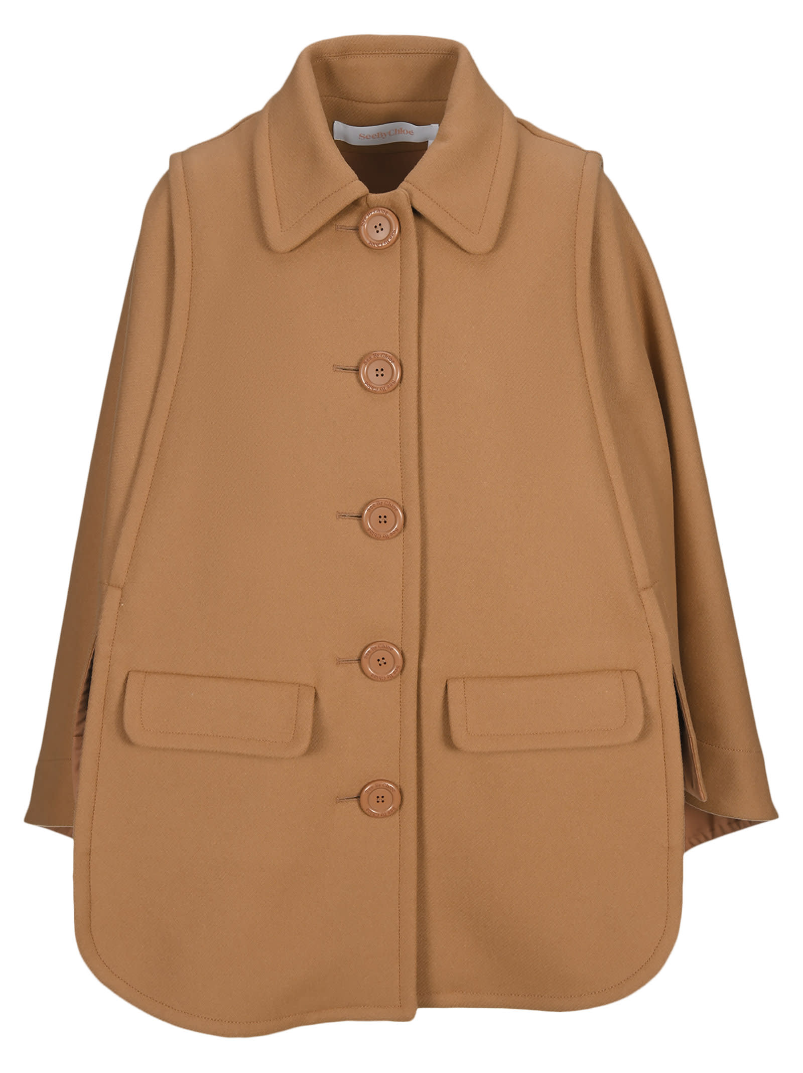 Click to view more detailed imagery on our partner's website See By Chloé See By Chloe Light City Oversized Cape In Camel