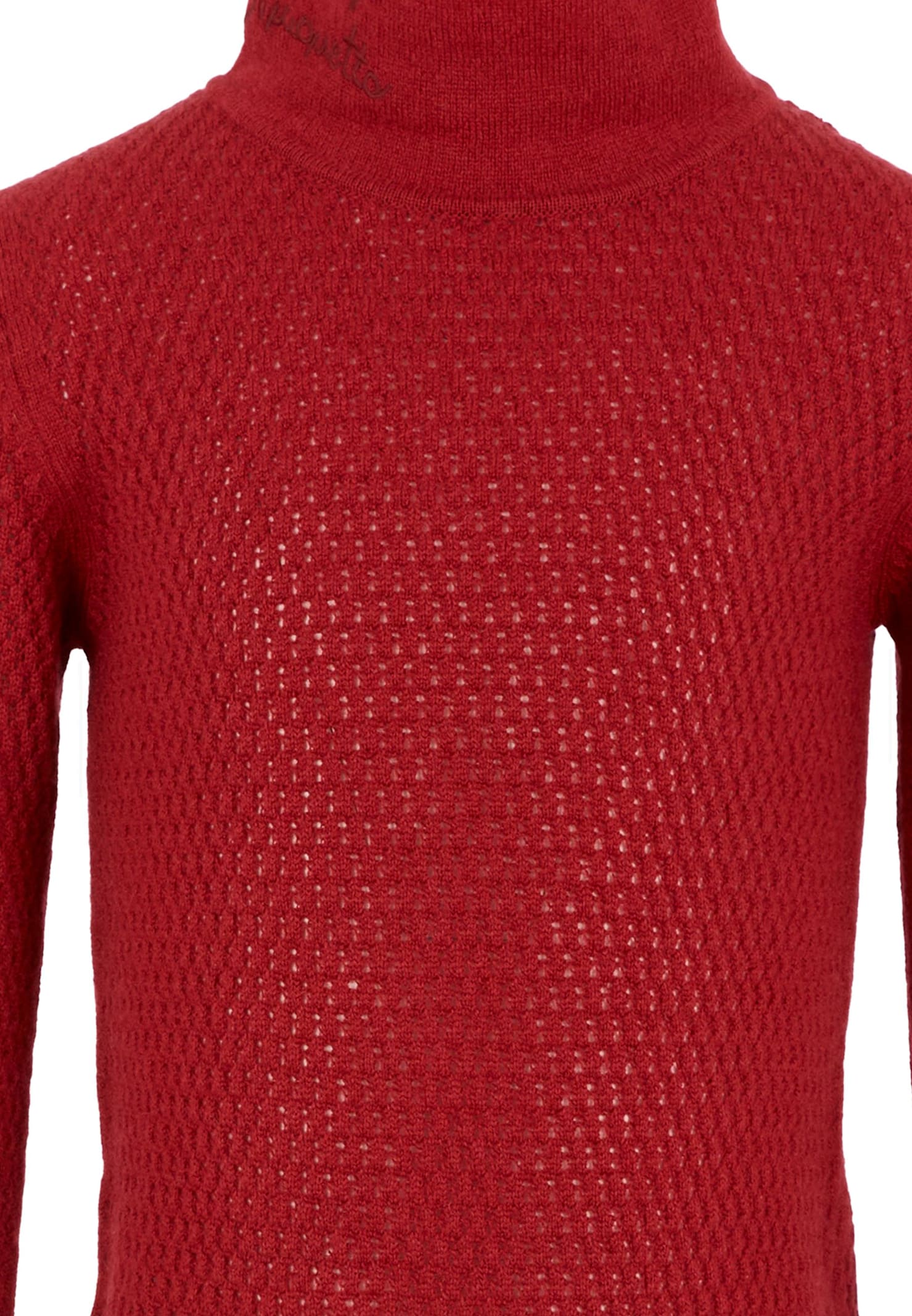 Simonetta Turtleneck Textured Sweater In Red