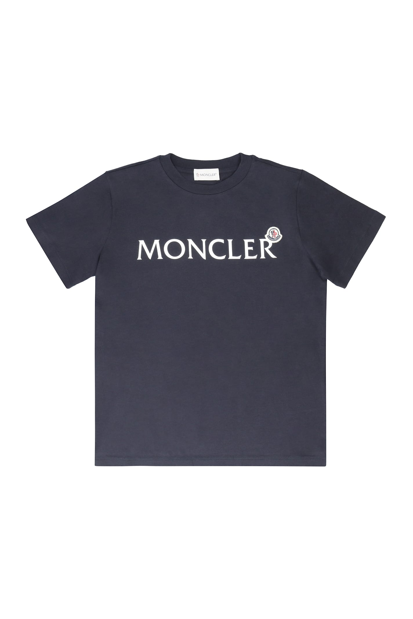 Moncler Cotton Crew-neck T-shirt In Blue