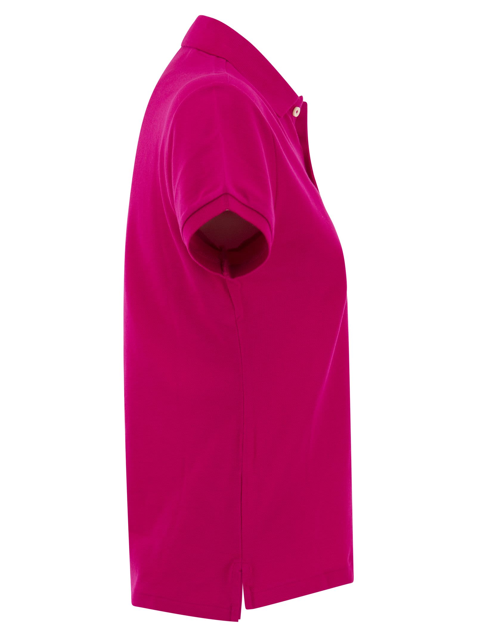 Polo Ralph Lauren Dark Pink Pony Logo-embroidered Polo Shirt In Fuxia
