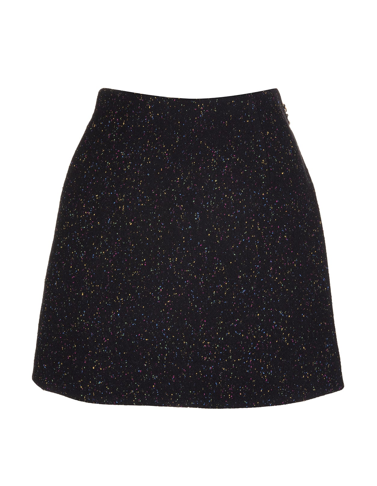 Ermanno Scervino Short Skirt In Black-multicolored Knickerbocker Fabric