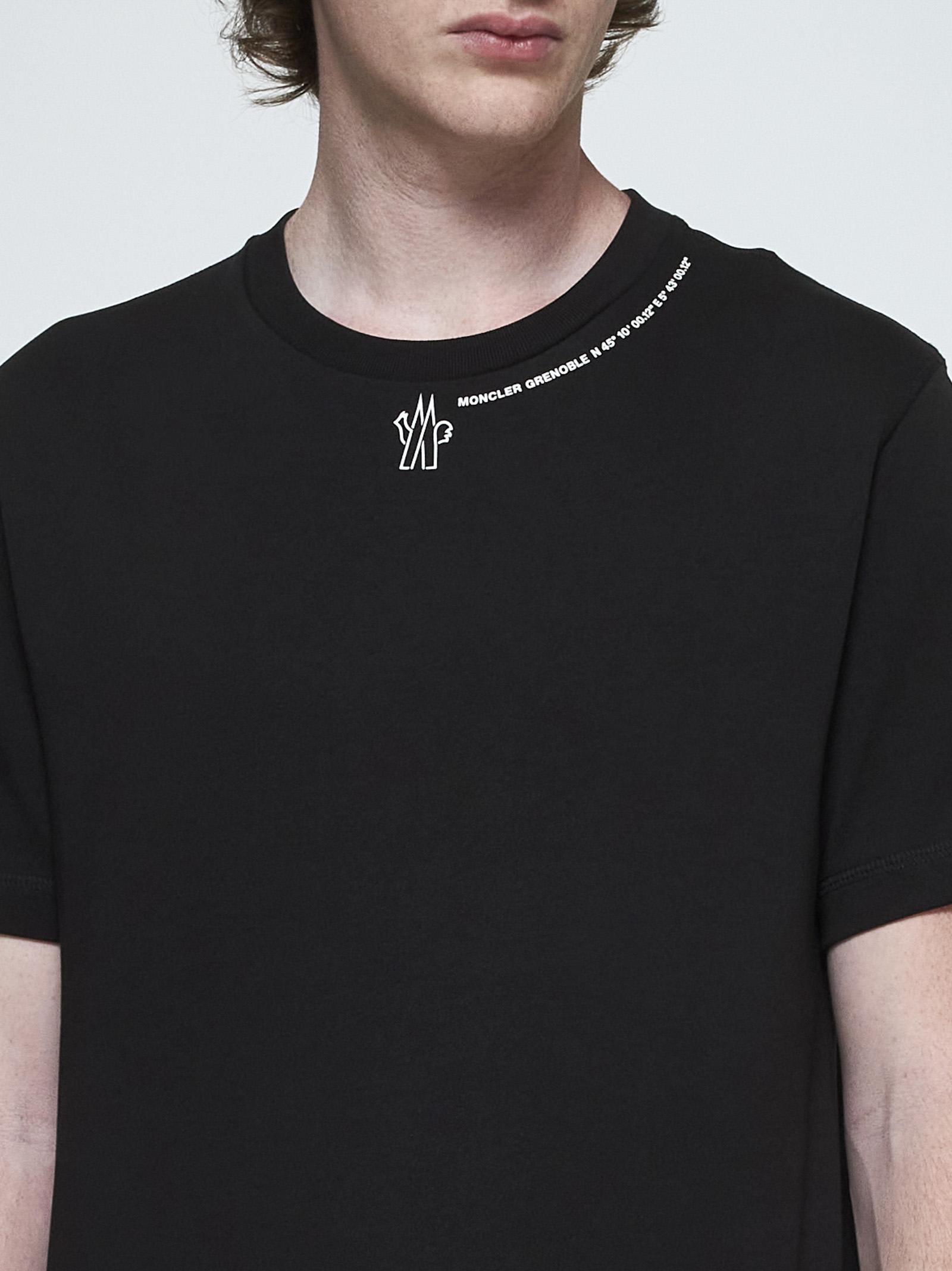 Shop Moncler Logo Cotton T-shirt In Black