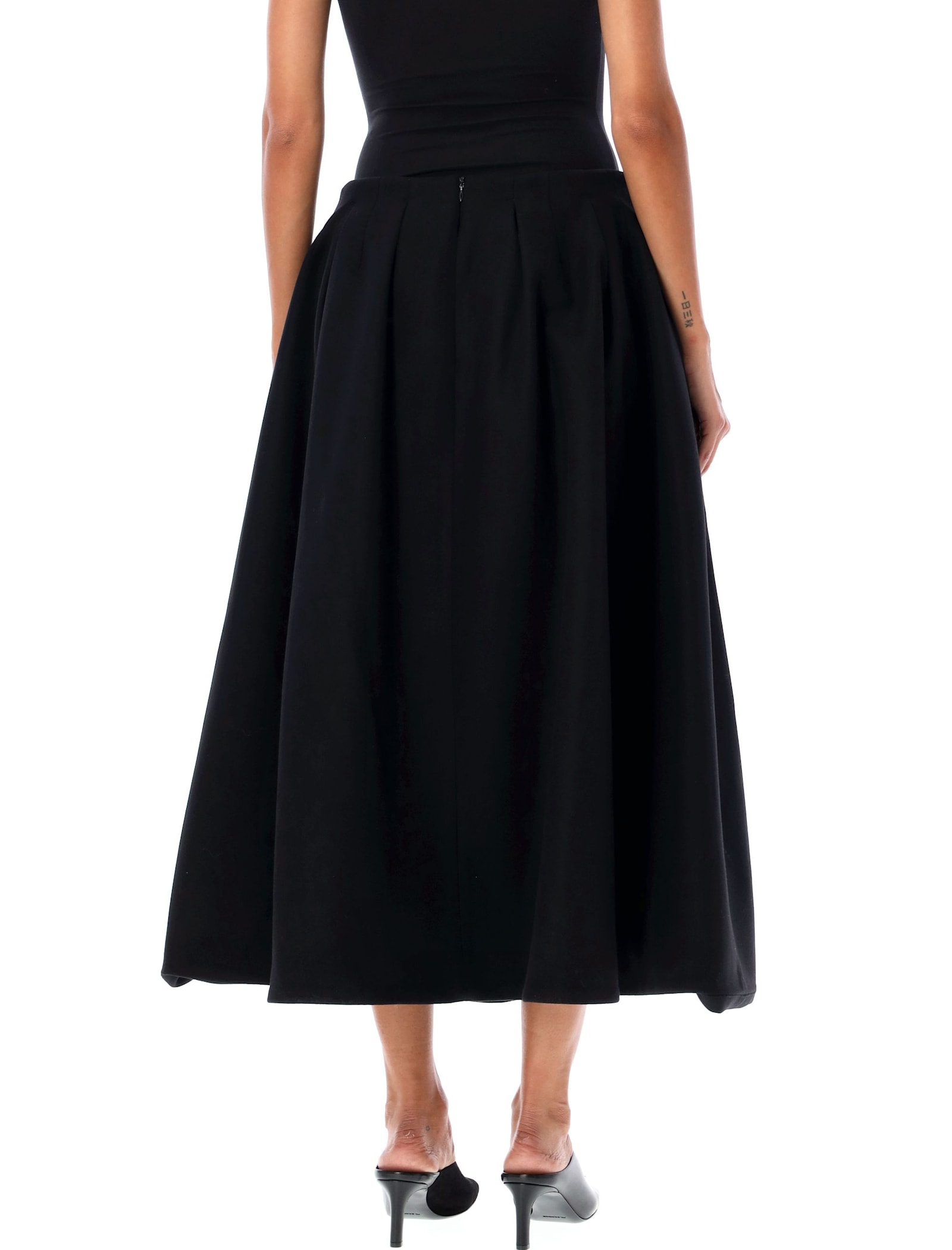 Shop Patou Pleated Midi Skirt In Black