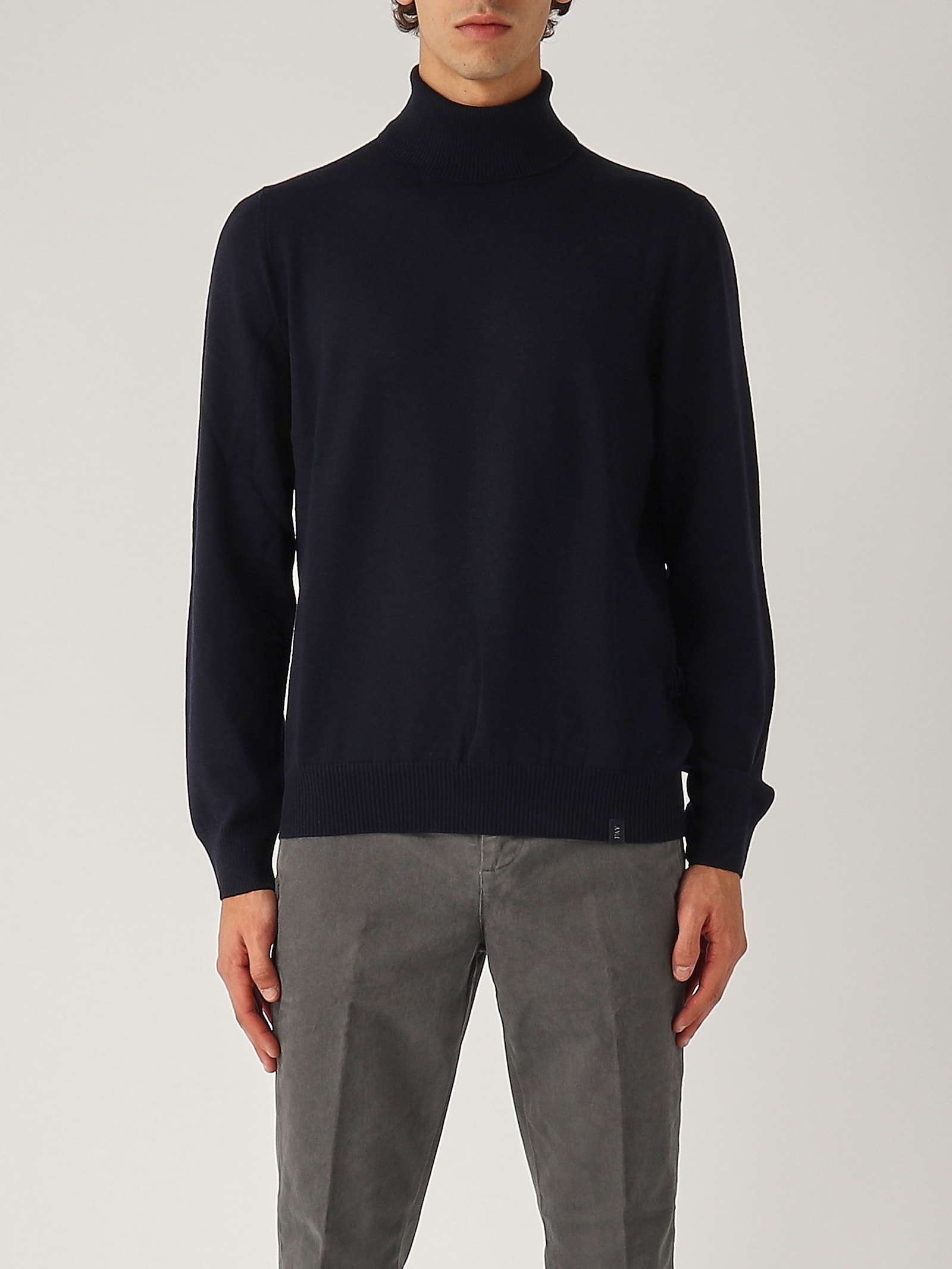 Shop Fay Maglia Dolcevita Uomo Sweater In Navy