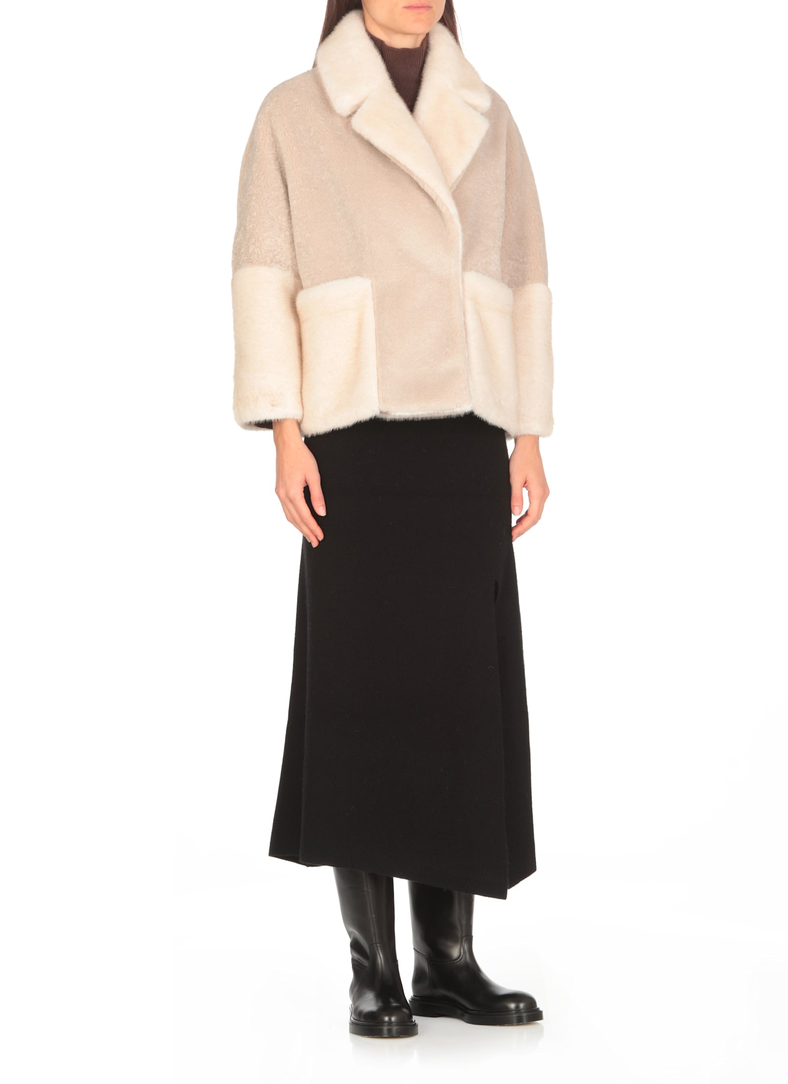 Shop Bully Synthetic Fur Jacekt In Beige