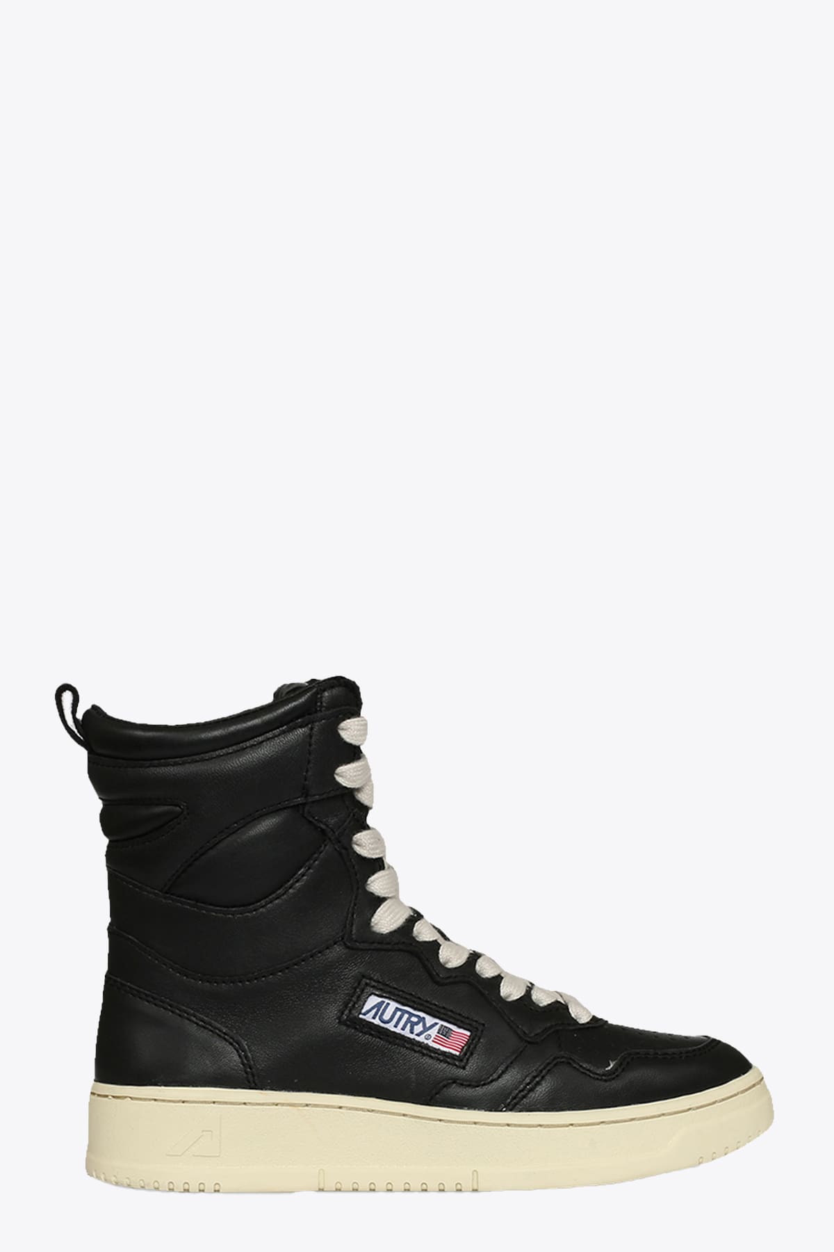 Autry Big One High Wom Leat Blk Black Leather High Top Sneaker - Big On High In Nero
