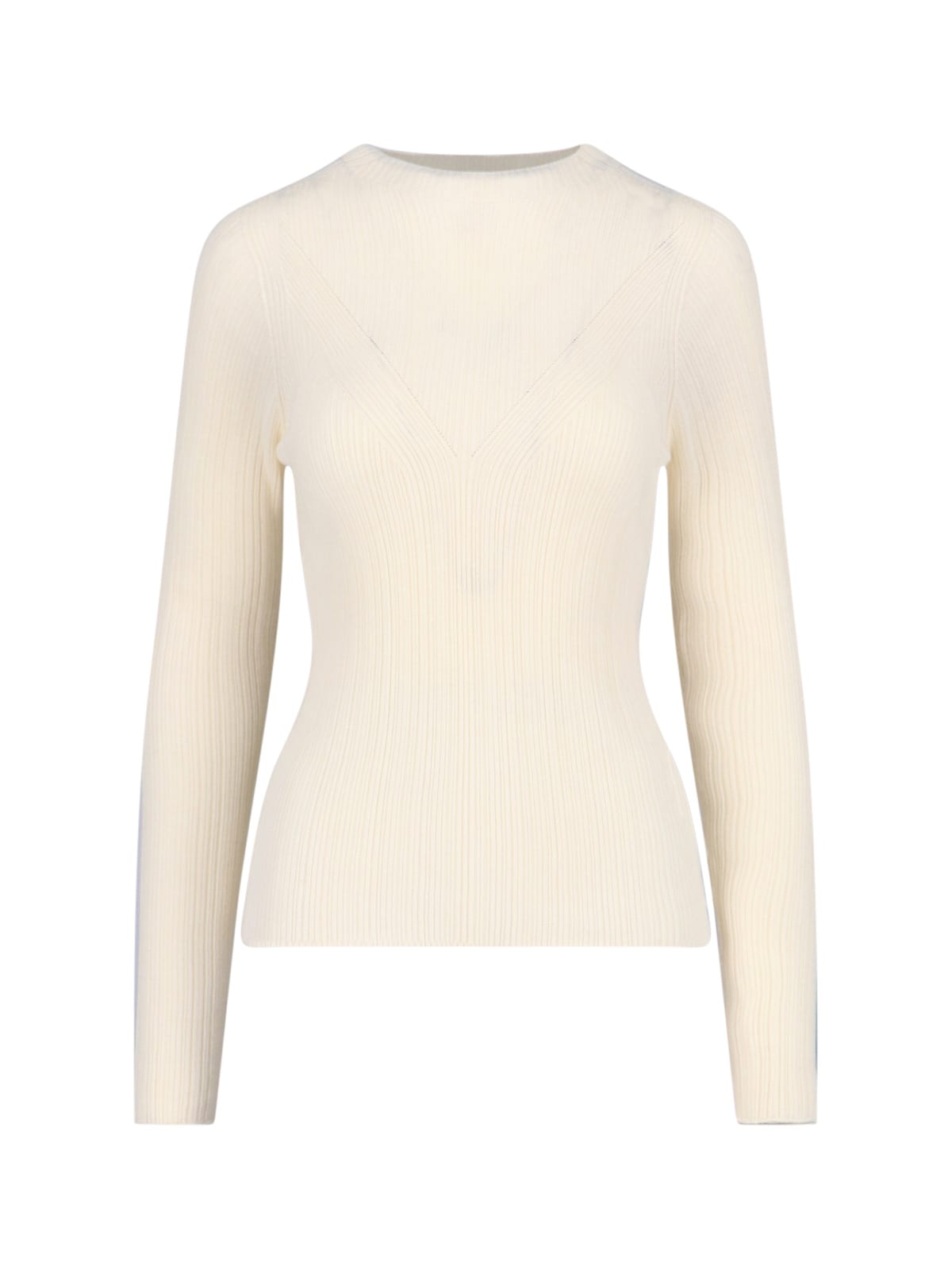 Tonywack Semi-sheer Cream Knit Top With Round Neckline In Neutral