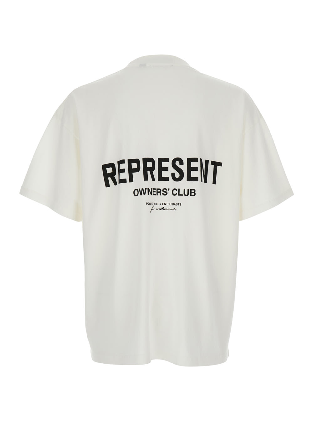 Represent White Crewneck T-shirt With With Front And Back Owners Club Print In Cotton Man