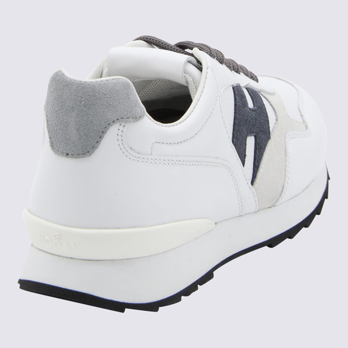 Shop Hogan White Leather R261 Sneakers