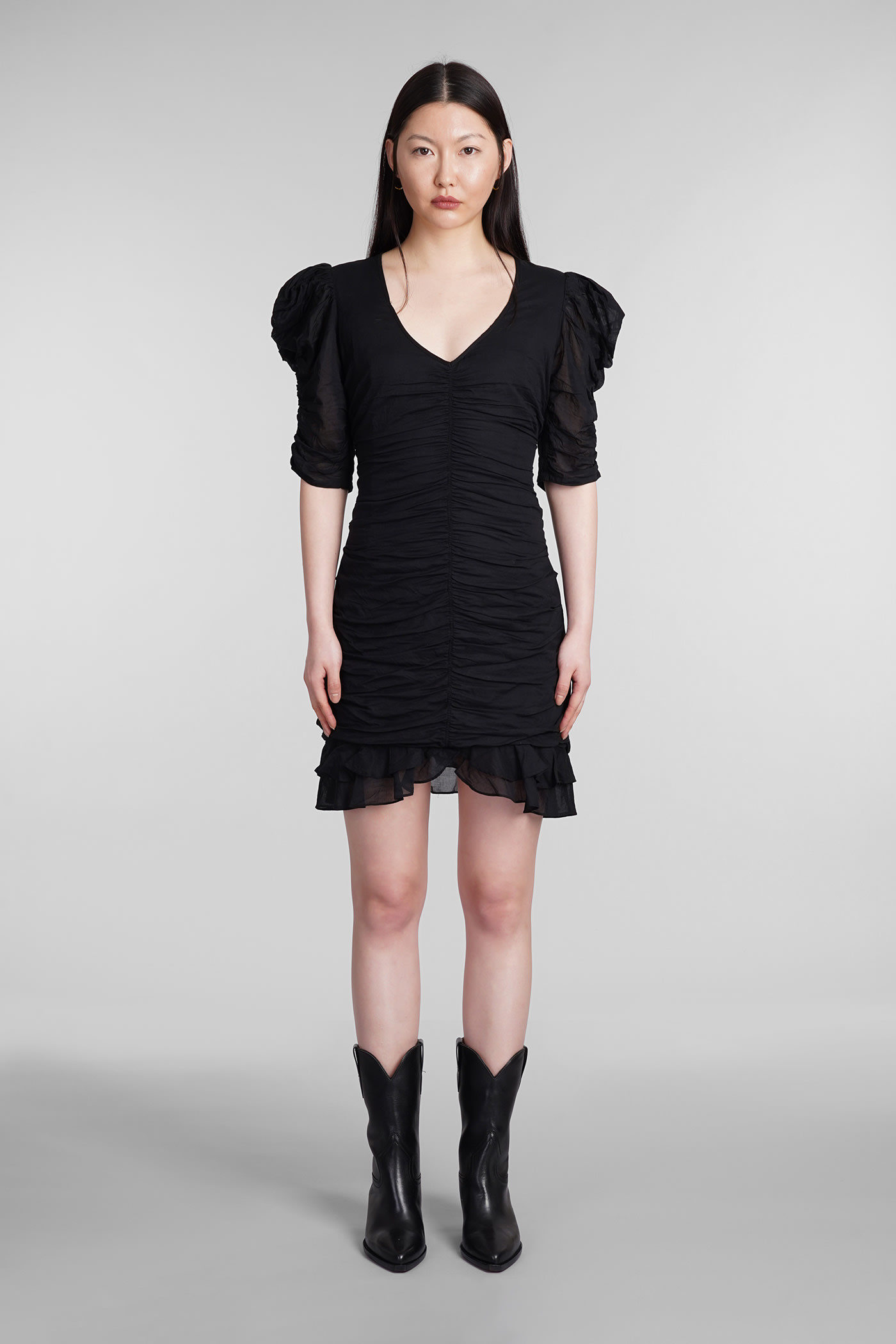 MARANT ETOILE SIRENY DRESS IN BLACK COTTON