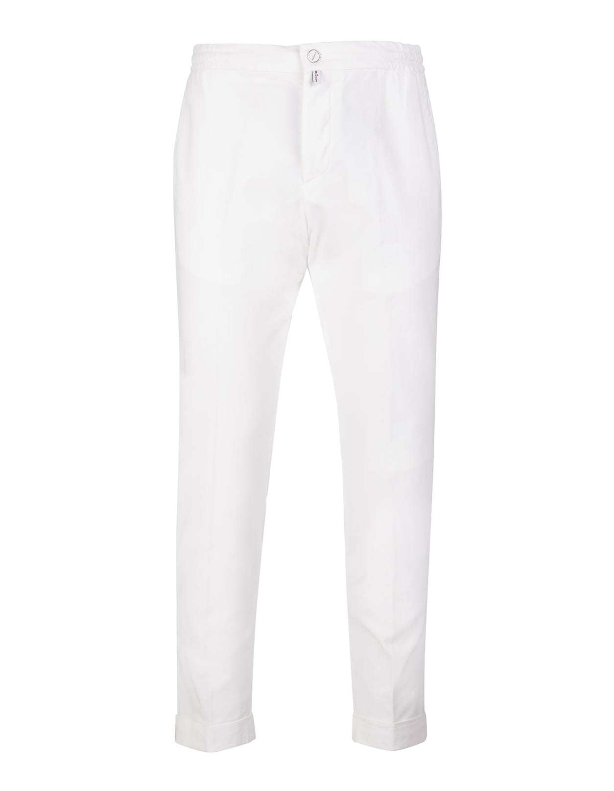 Kiton Man Classic Trousers In White Winter Cotton