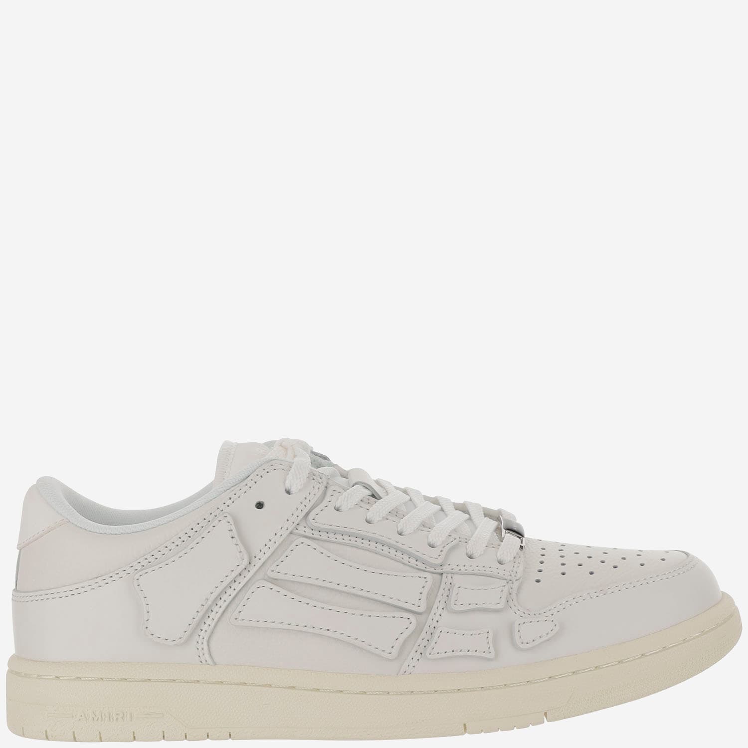 Amiri Skel Top Low White Sneakers With Skeleton Patch In Leather Man