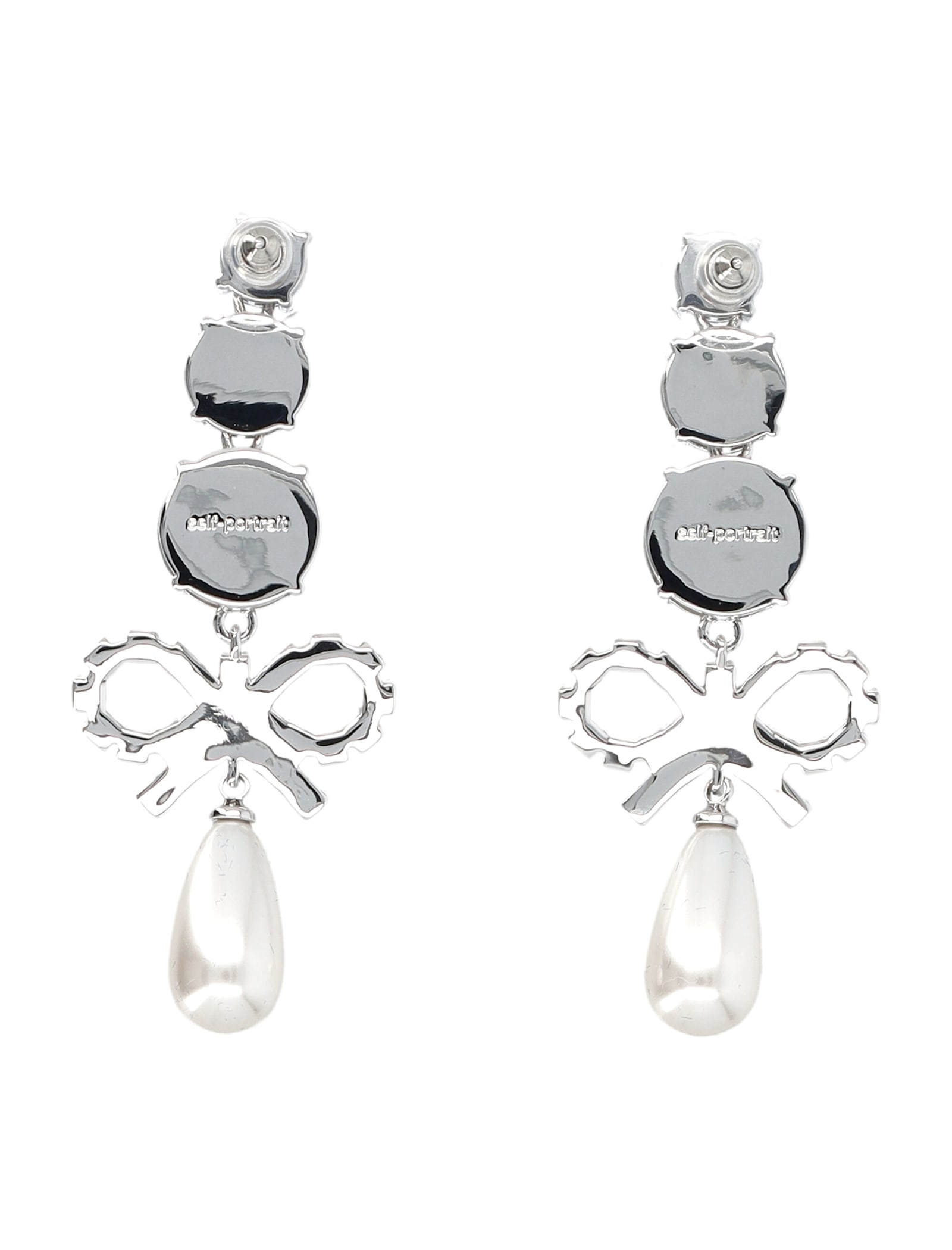 SELF-PORTRAIT CRYSTAL BOW PEARL EARRINGS