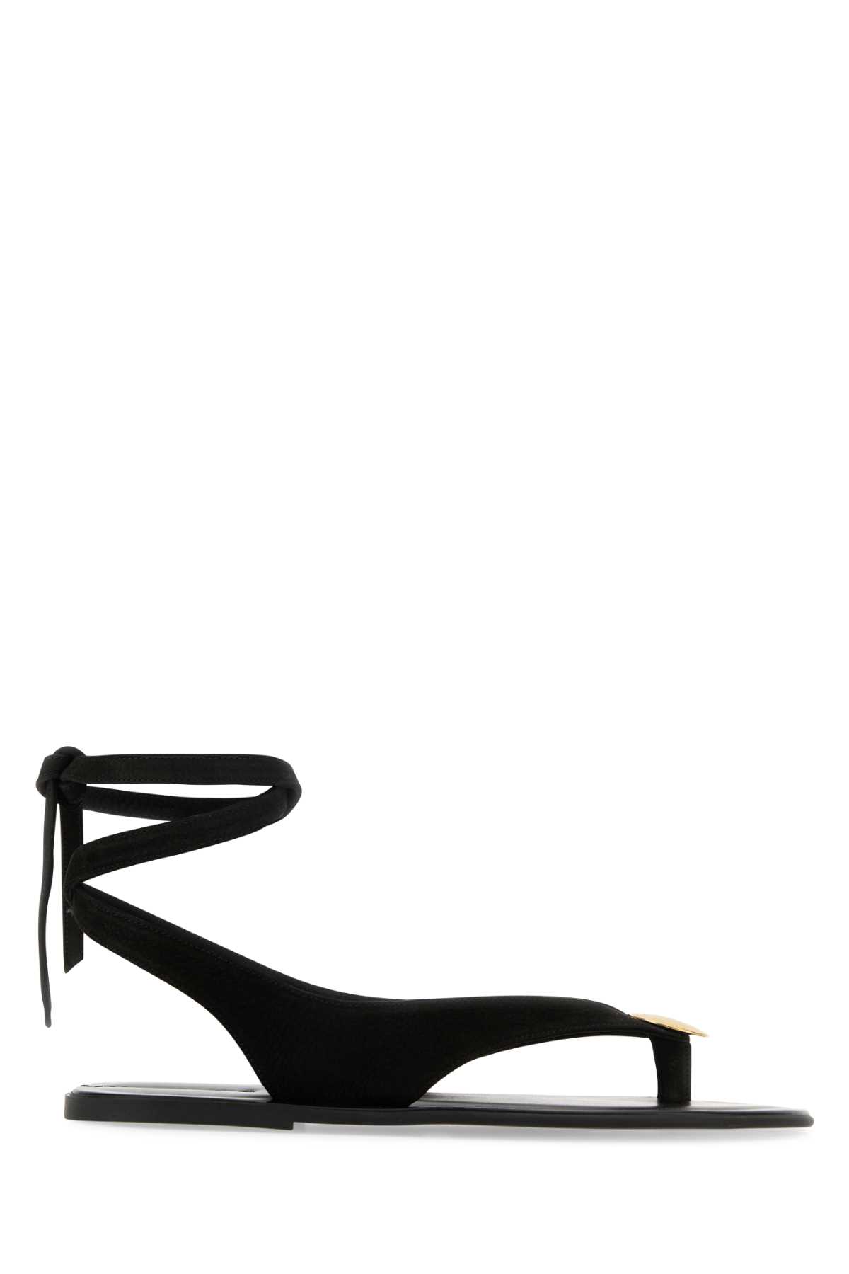 Shop The Row Black Leather Charm Thong Sandals