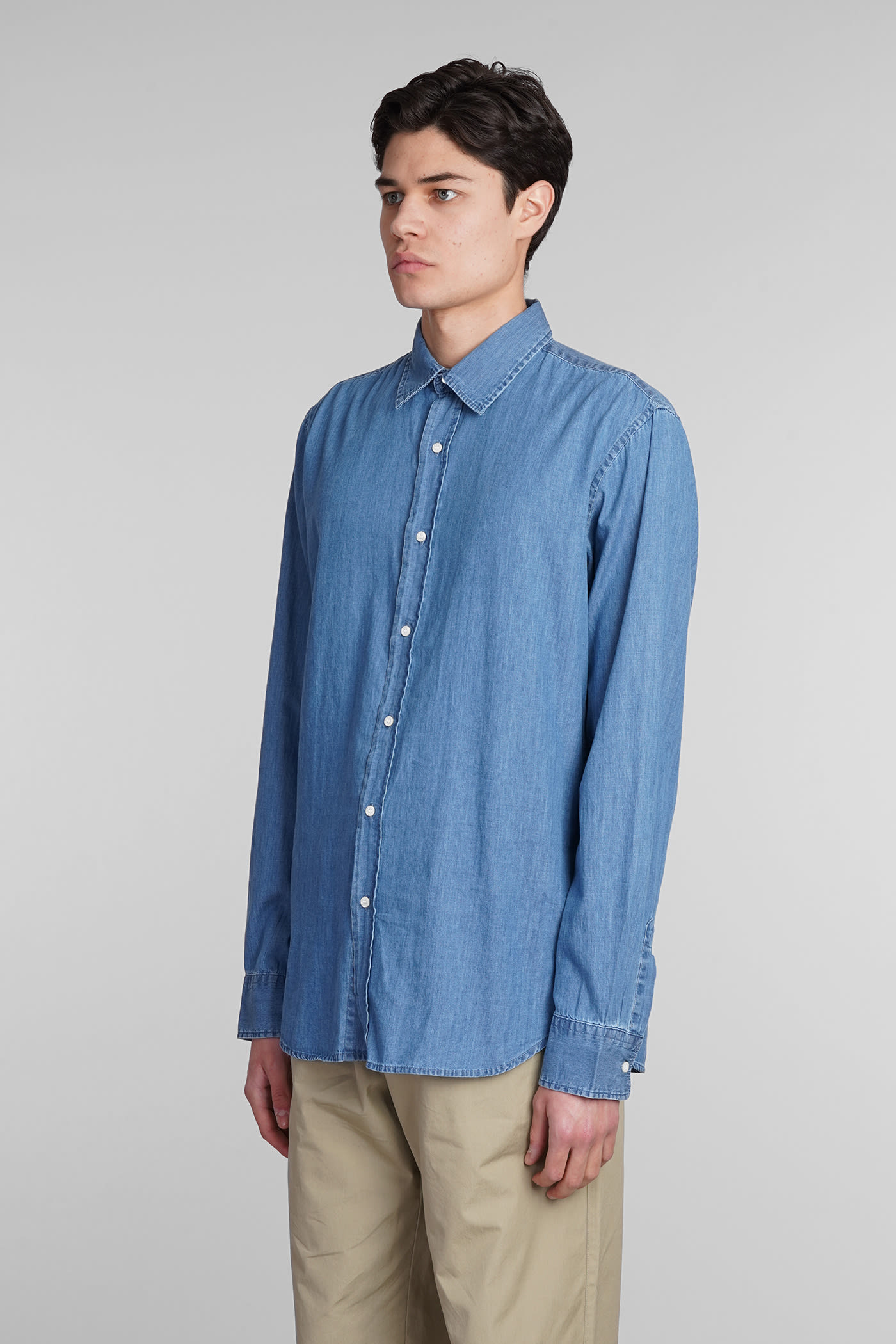 Shop Aspesi Camicia Sterling Ii Shirt In Blue Cotton