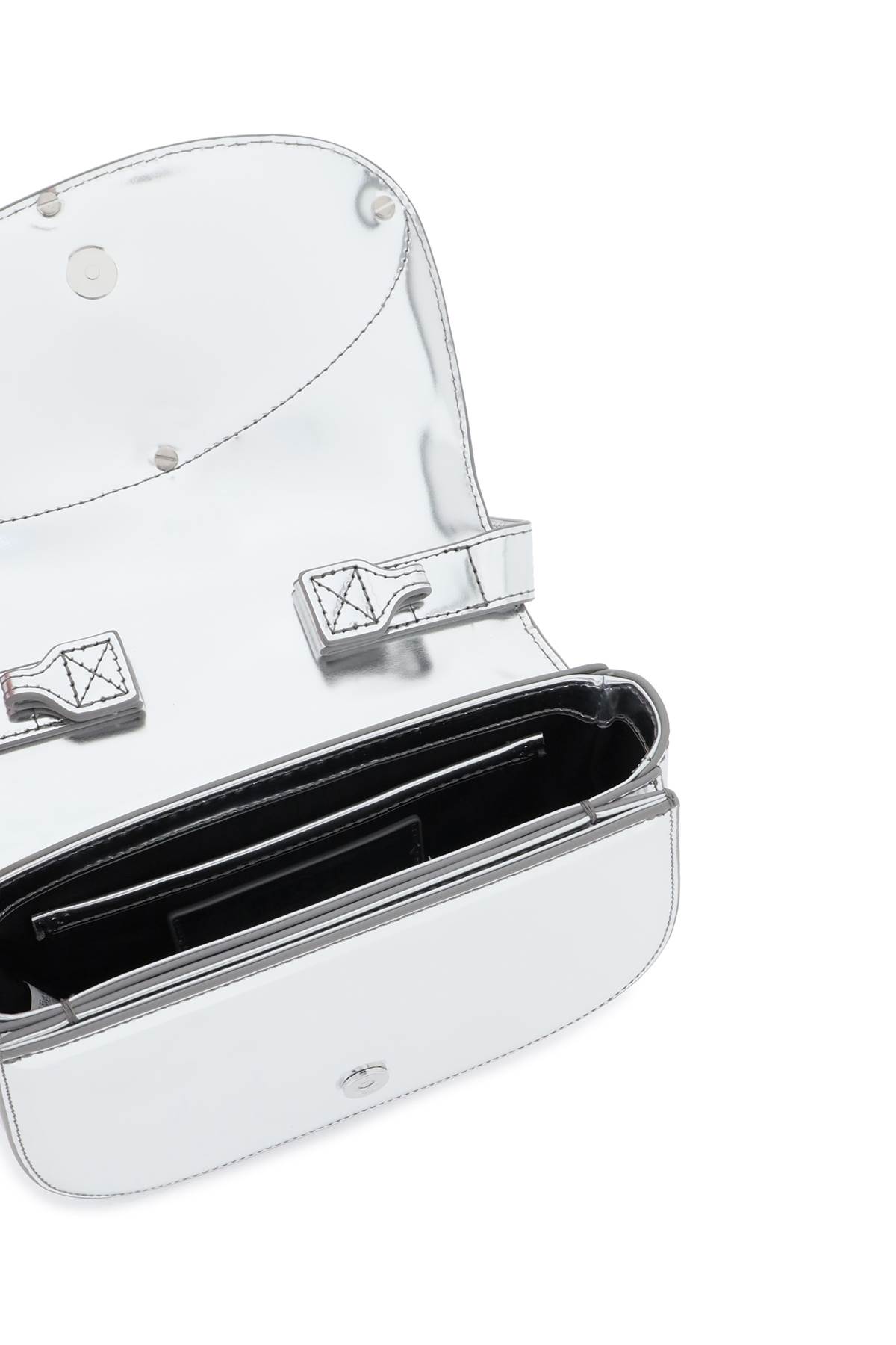 Diesel 1dr Leather Shoulder Bag In Silver