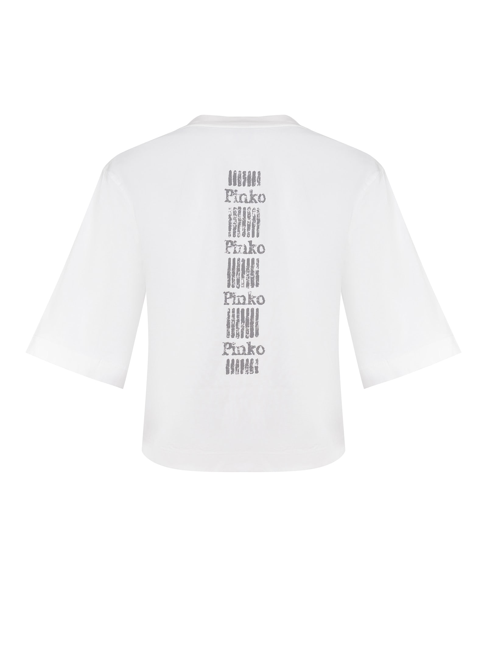 Pinko Voluminous Fit Cotton Jersey T-shirt With Logo Detail In White