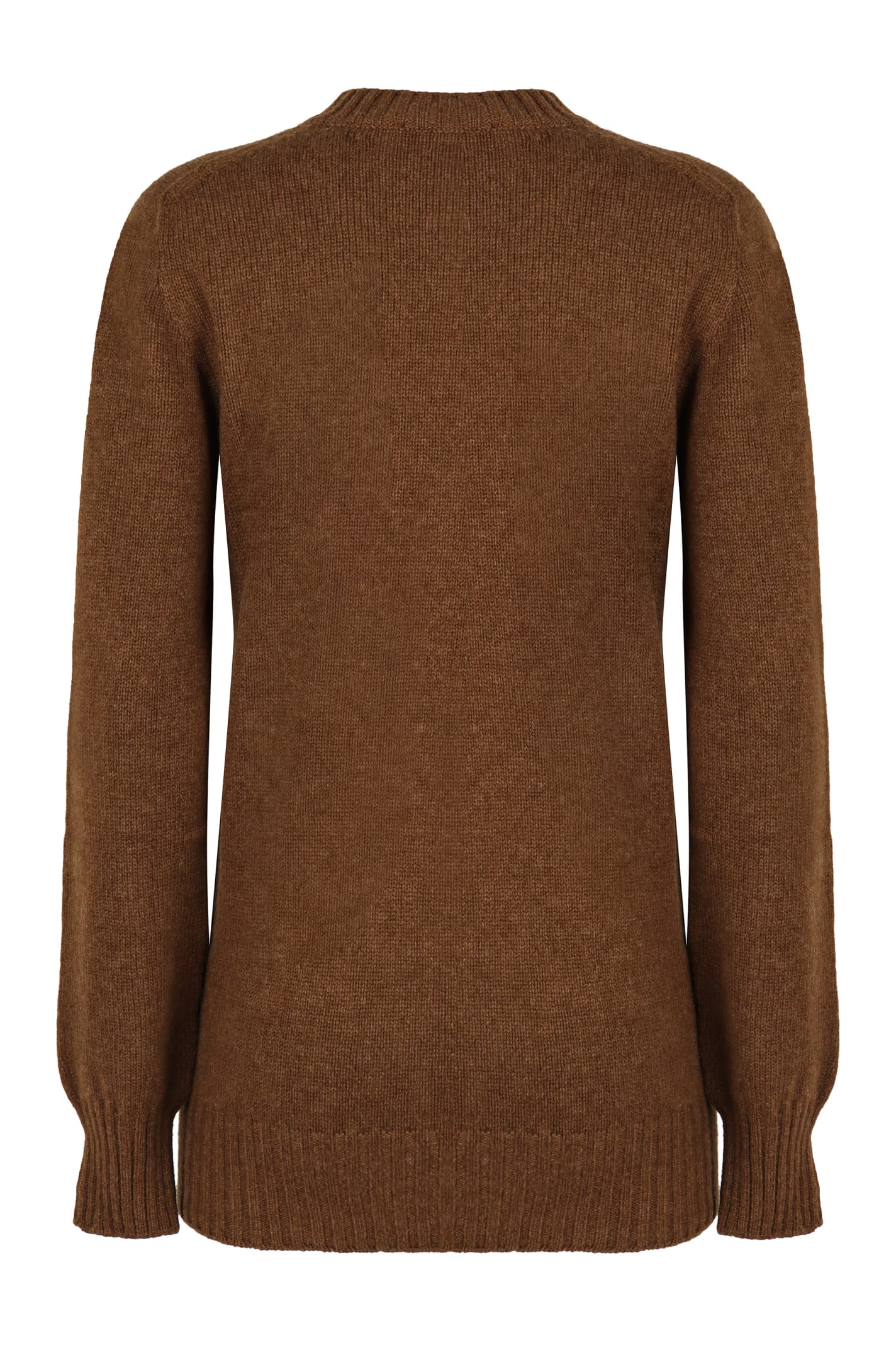 Philosophy Di Lorenzo Serafini Piercing Long-sleeve Wool-cashmere Sweater In Camel