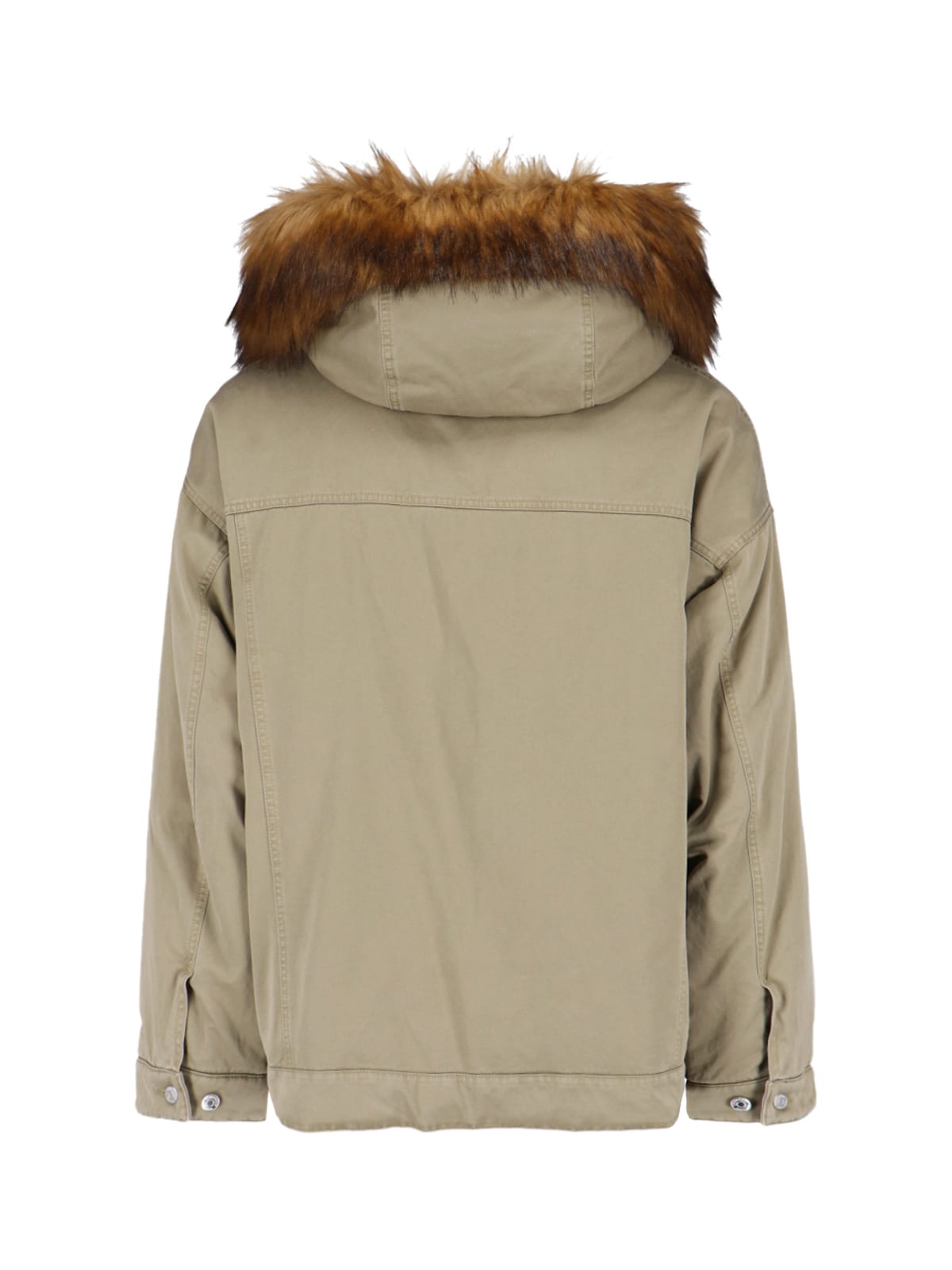 Dsquared2 Relaxed Jacket With Faux Fur Trim In Neutral