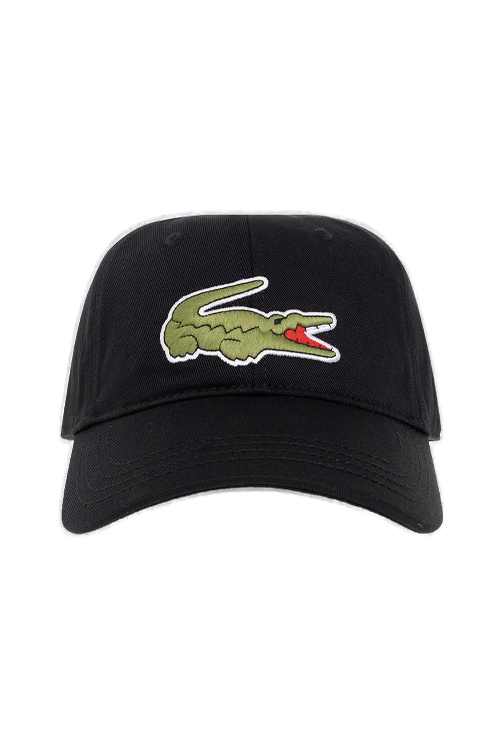 Lacoste Logo-embroidered Curved Peak Baseball Cap In Black