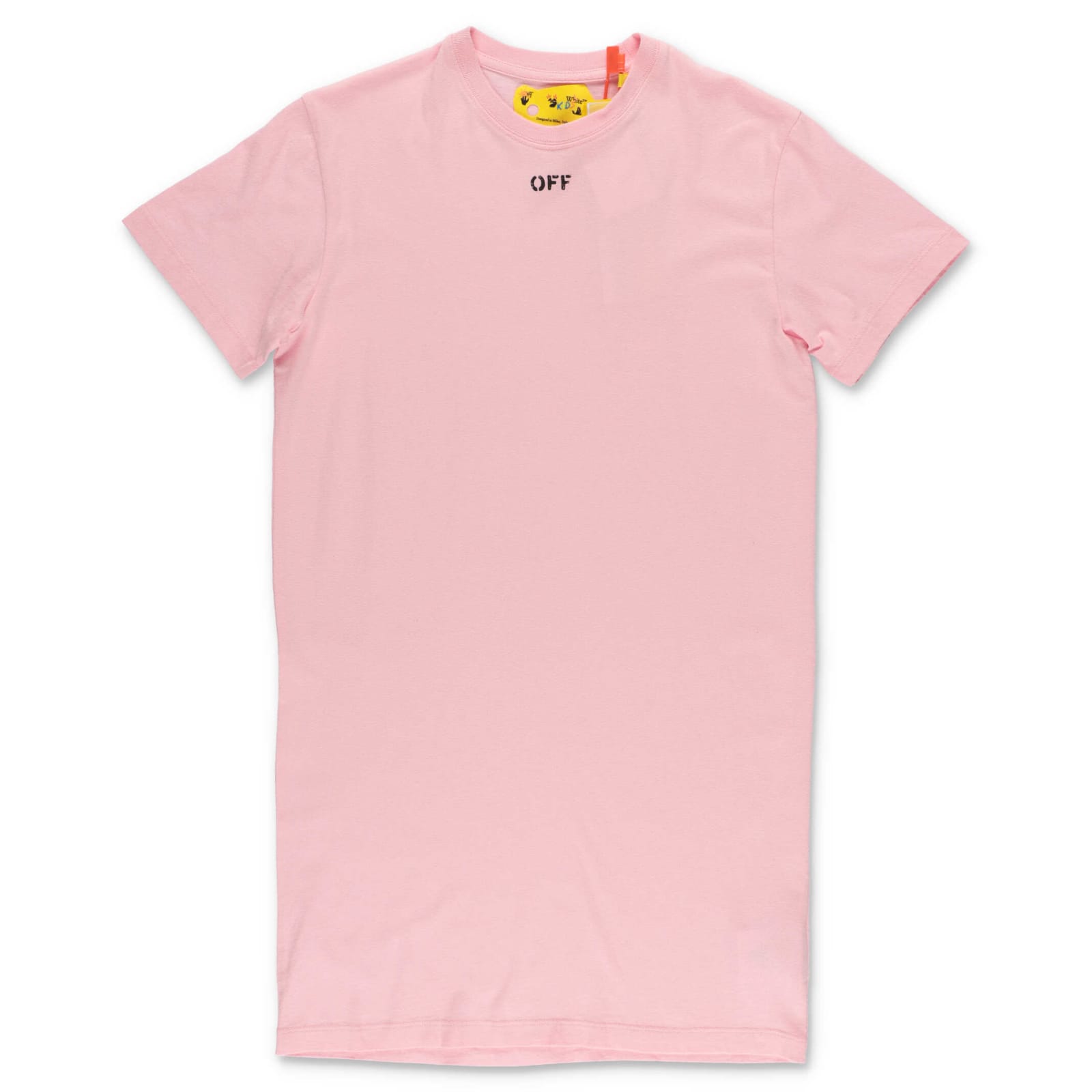 Off-White Off White Abito Stile T-shirt Rosa In Jersey Di Cotone