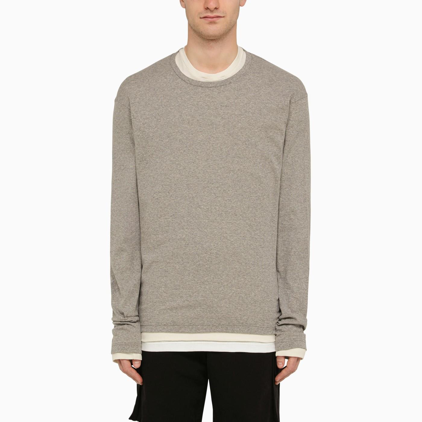 Shop Jil Sander Grey Multilayer Long-sleeved T-shirt In Grey/white