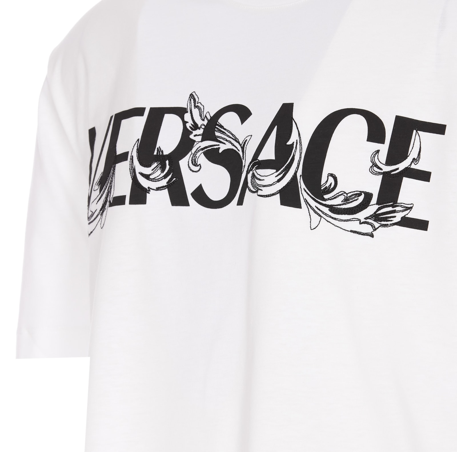 Shop Versace Barocco Silhouette Logo T-shirt In White