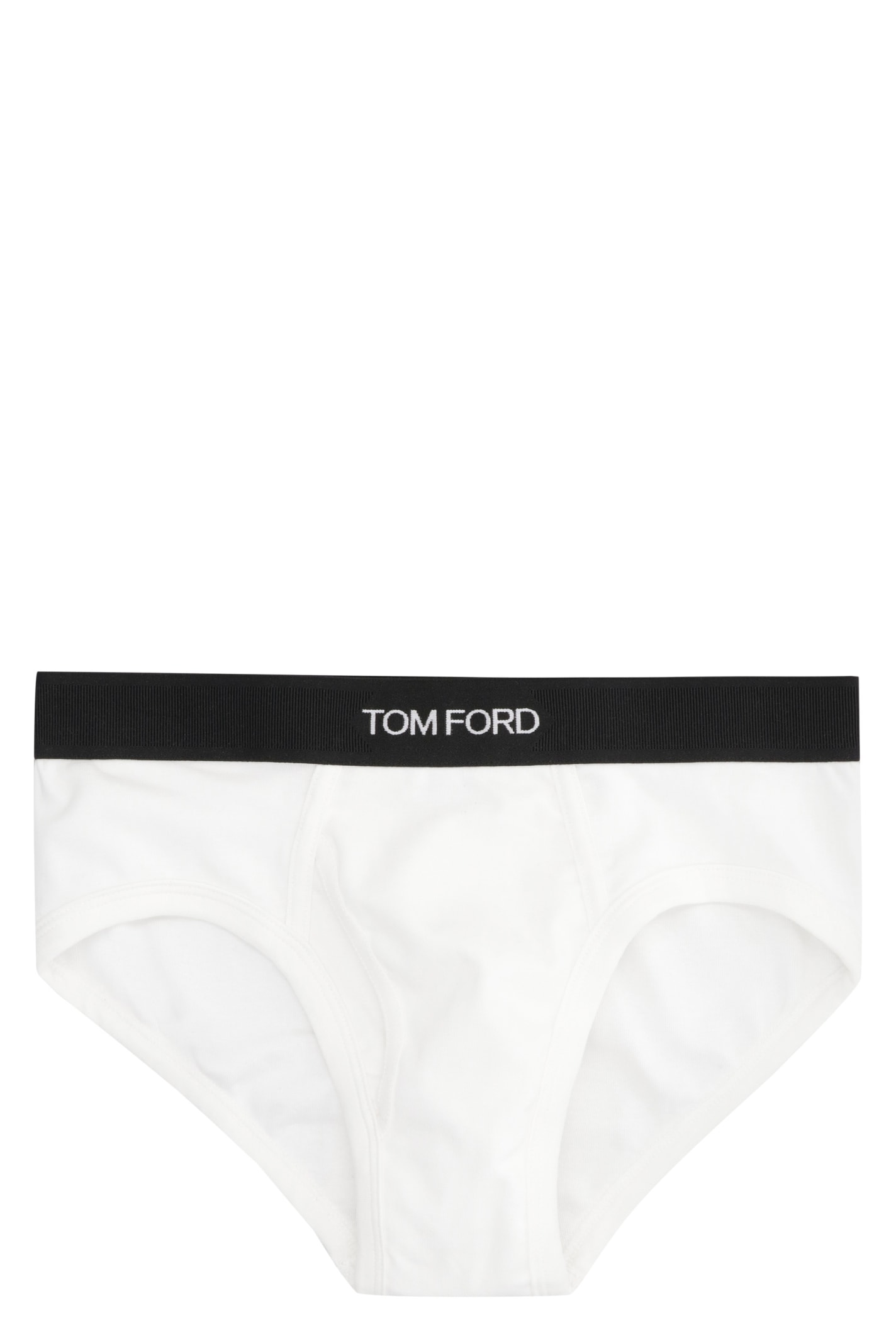 Shop Tom Ford Cotton Briefs With Elastic Band In White