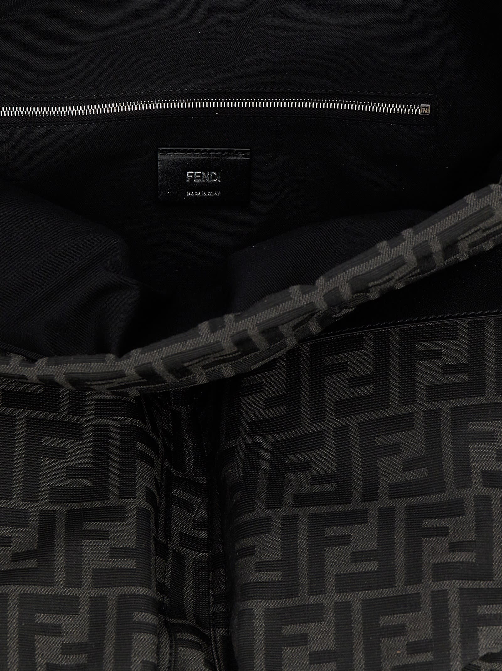 Shop Fendi Strike Large Backpack In Npn Asfalto Nero Palladio