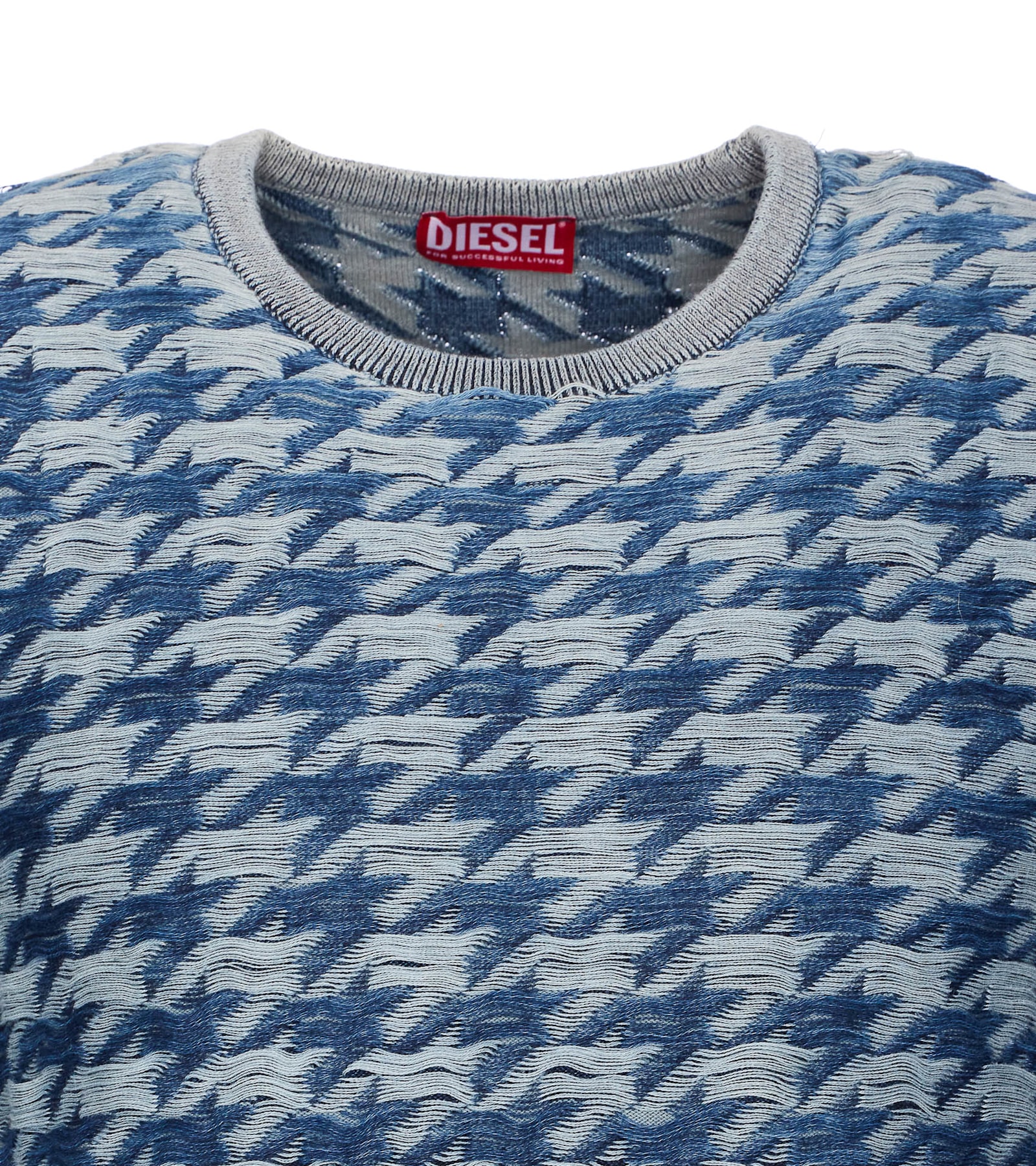 Diesel Crewneck Houndstooth Pattern Sweater In Multi