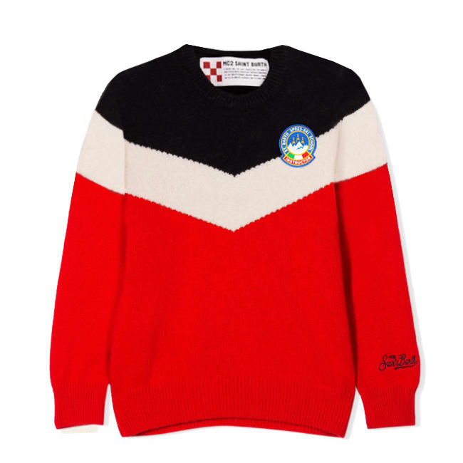 MC2 Saint Barth Red And Blue Boy Sweater With Patch