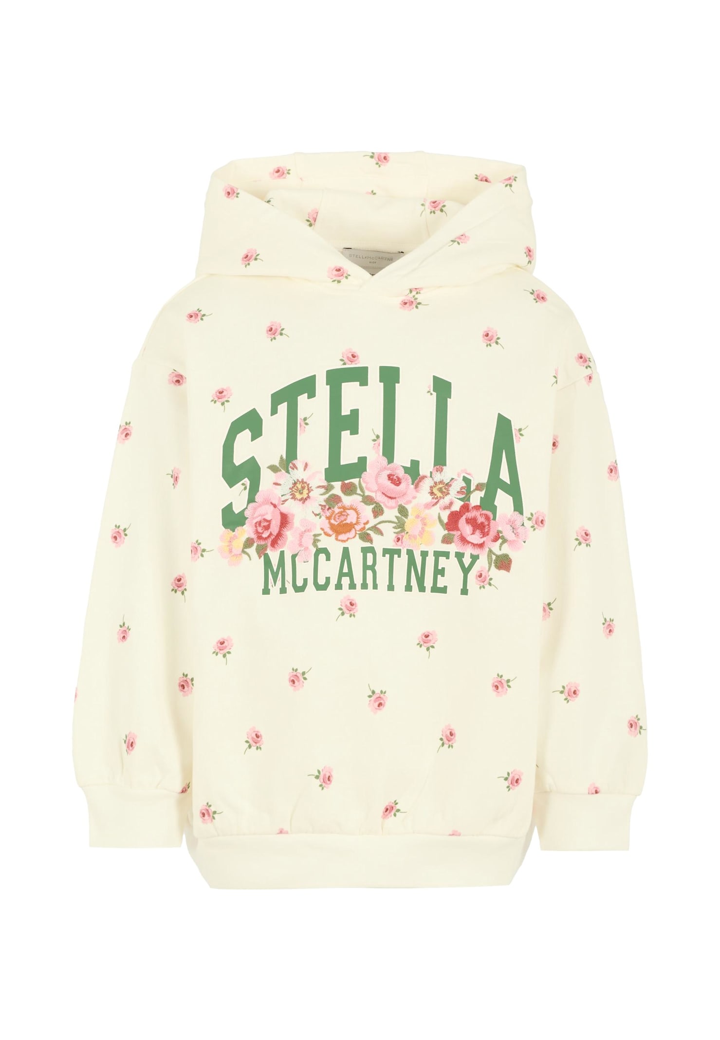 Stella Mccartney White Sweatshirt For Girl With Flowers And Logo In White