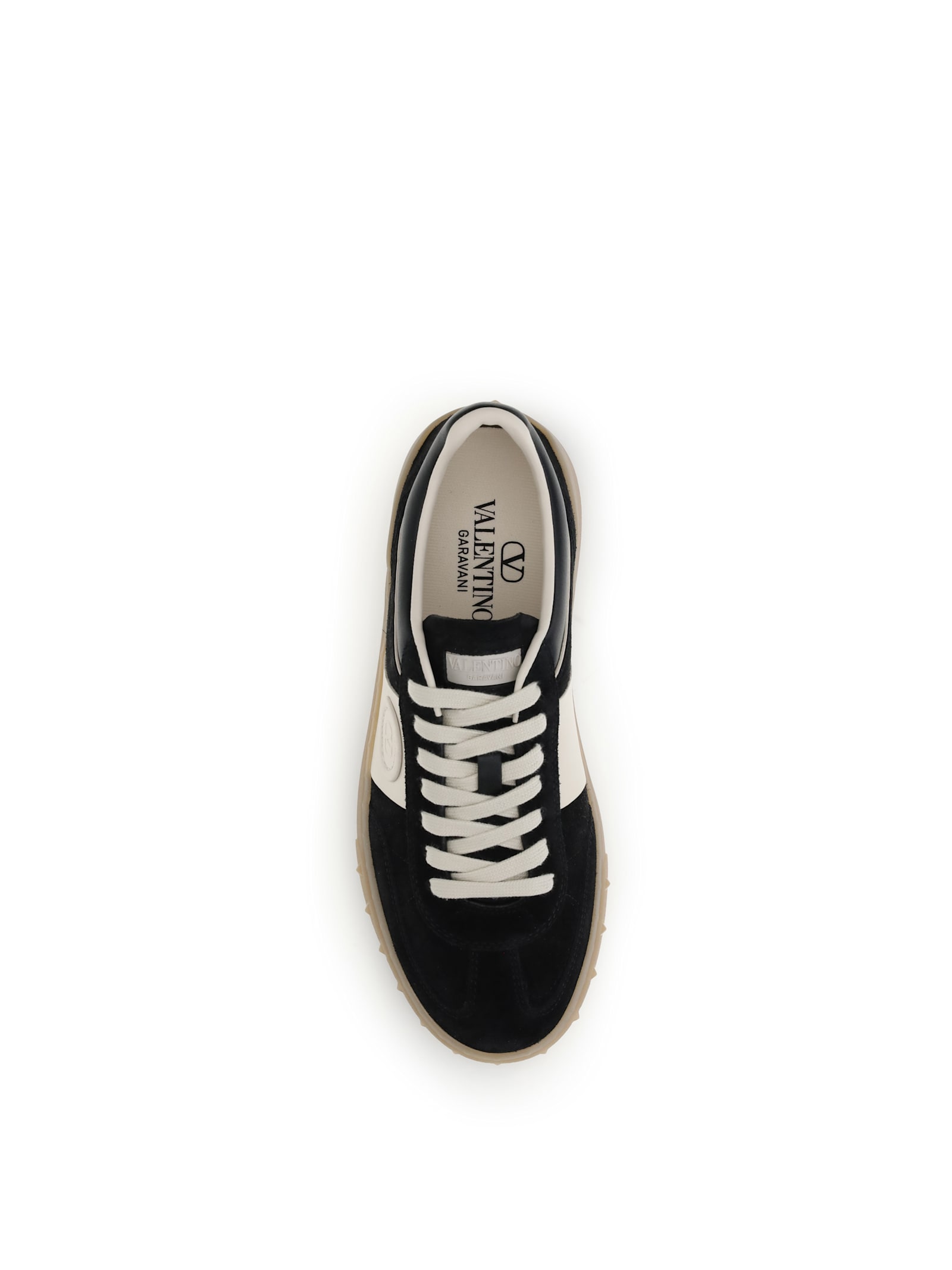 Valentino Lace-up Footwear Featuring Contrast Panel In Black