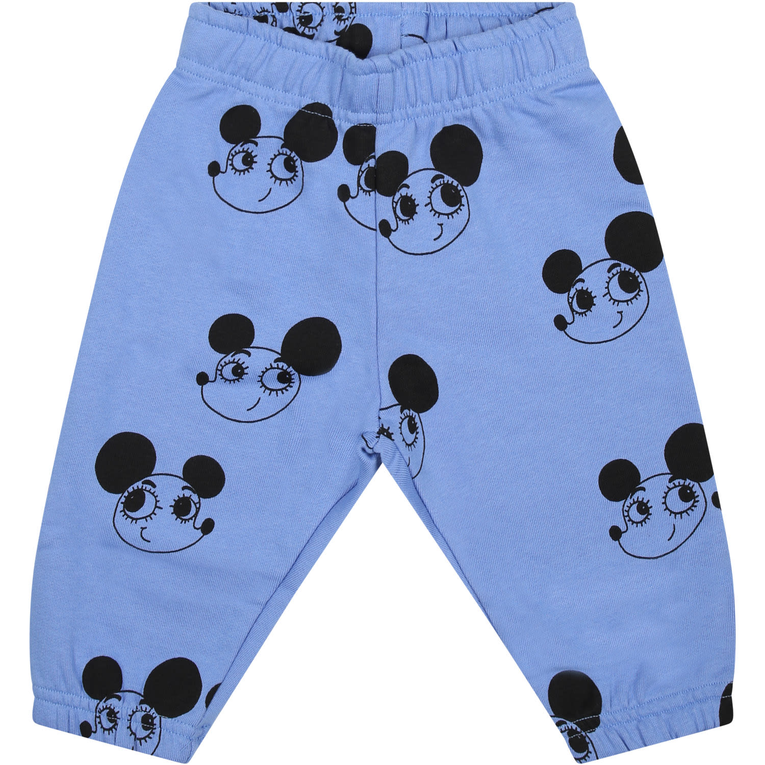 Mini Rodini Light Blue Trousers For Baby Boy With Mice