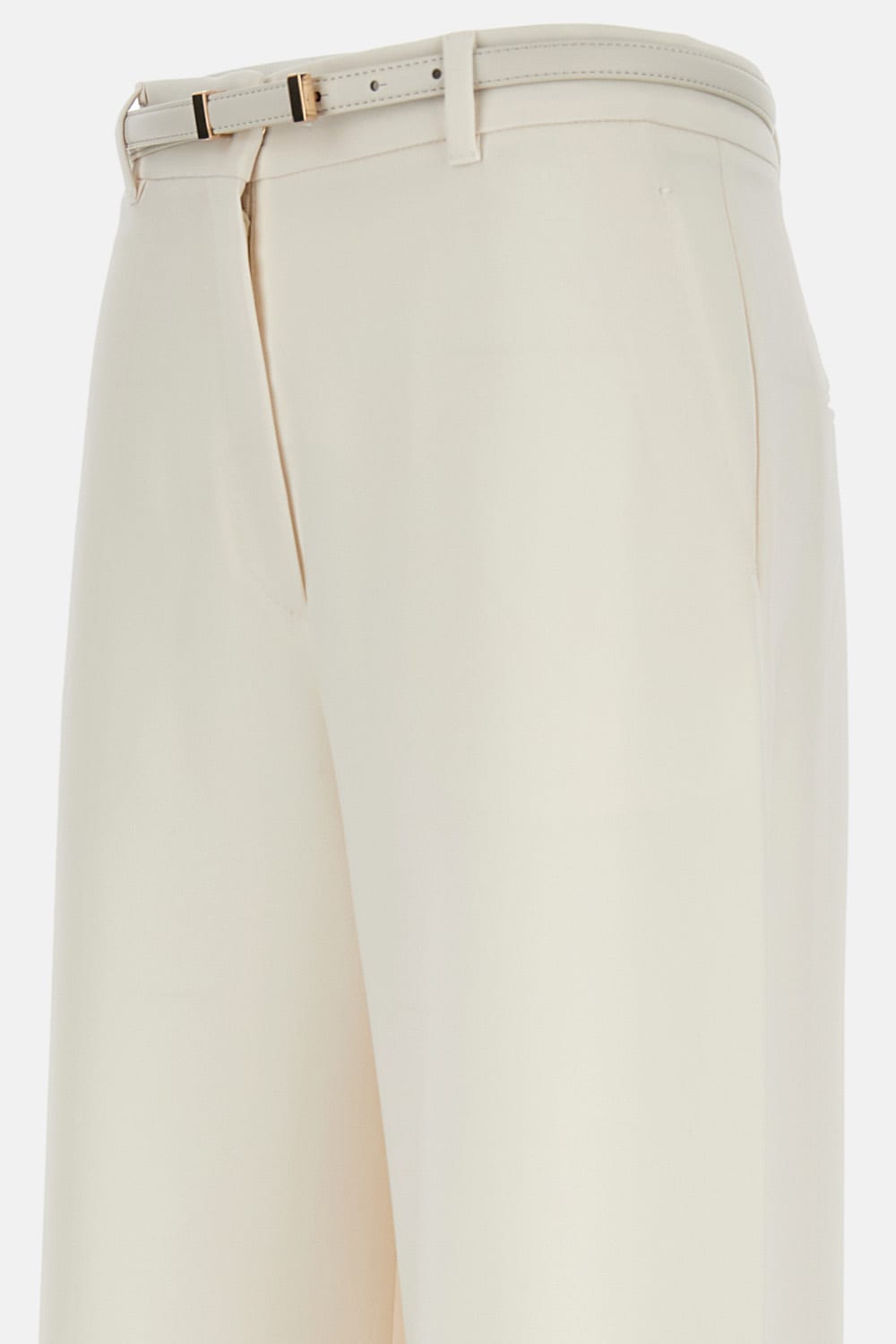 Max Mara Wide Leg Trousers With Leather Belt In White