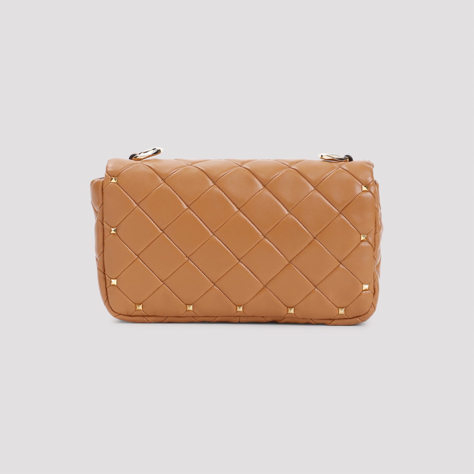 Shop Valentino Rockstud Spike Small Shoulder Bag In Kel Almond Beige