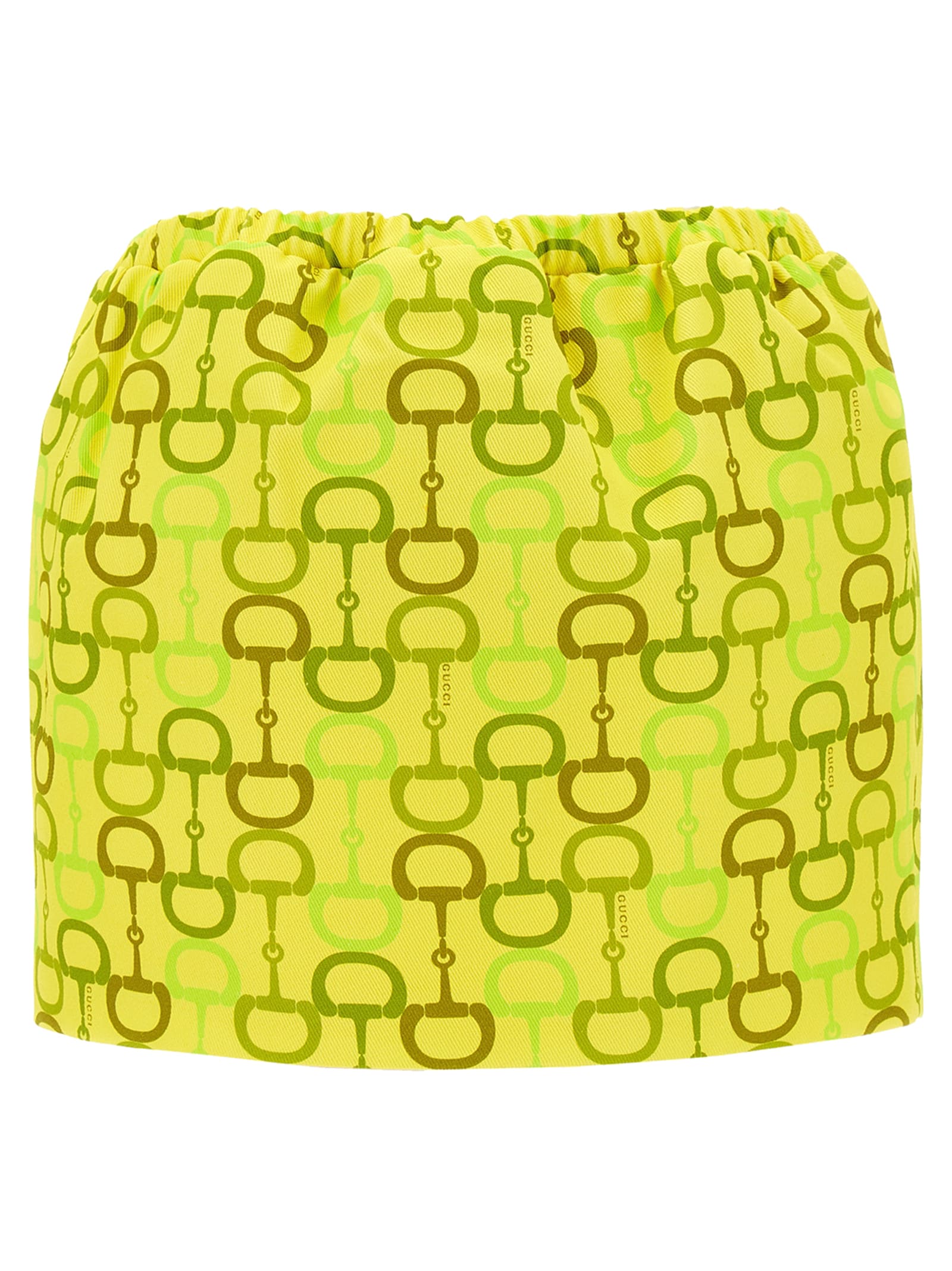 Gucci Horsebit Print Skirt Skirts Yellow In Yellow