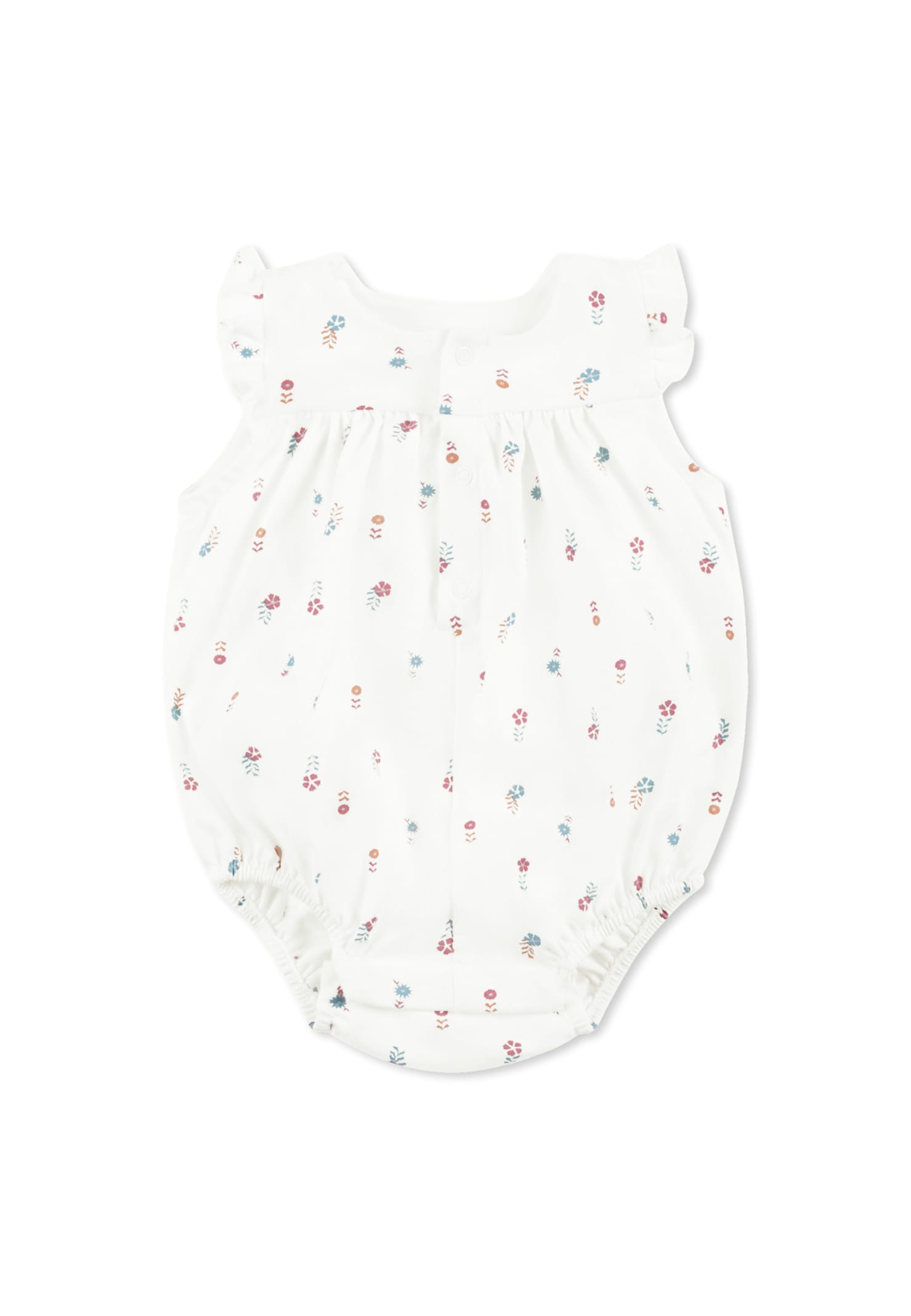 Petit Bateau Ivory Romper For Baby Girl With Floral Print