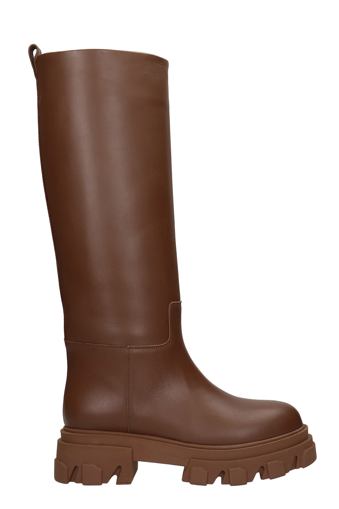 Gia X Pernille Teisbaek Perni 07 Low Heels Boots In Brown Leather