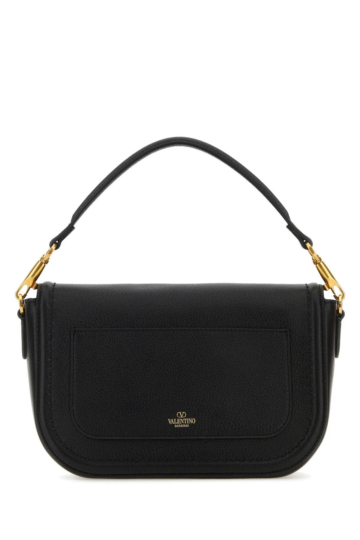 Shop Valentino Black Leather Alltime Shoulder Bag