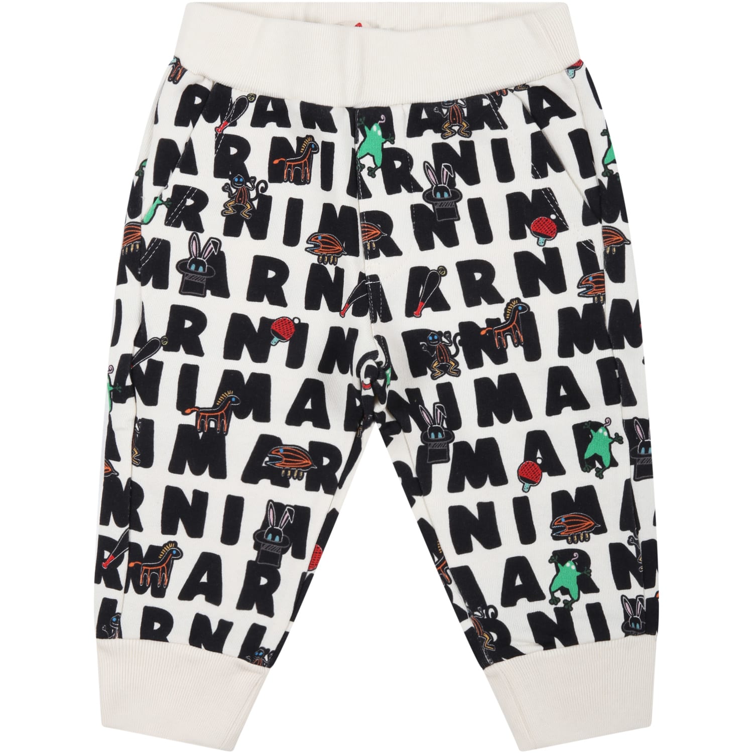 Marni Ivory Sweatpant For Baby Kids With Prints