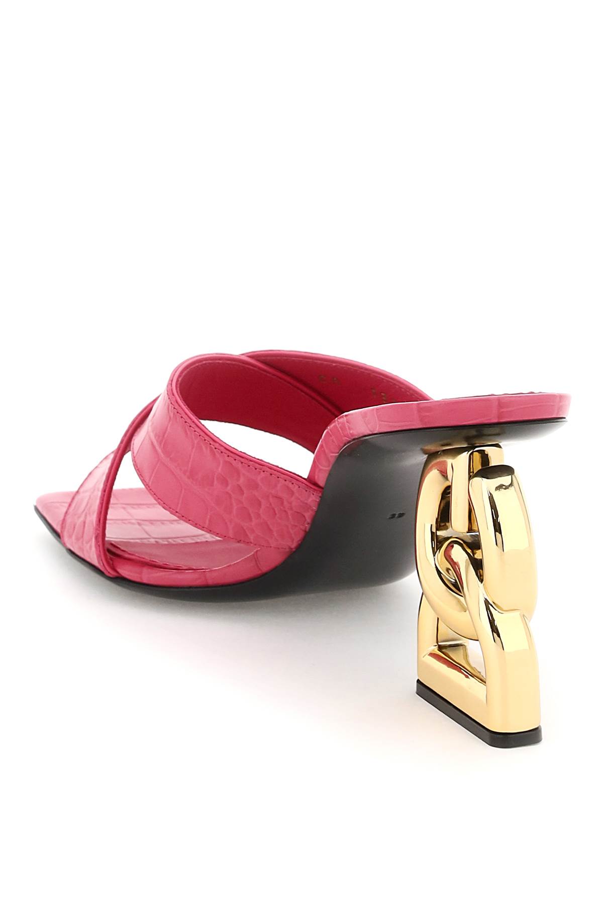 Dolce & Gabbana Logo Plaque Embossed Mules In Pink
